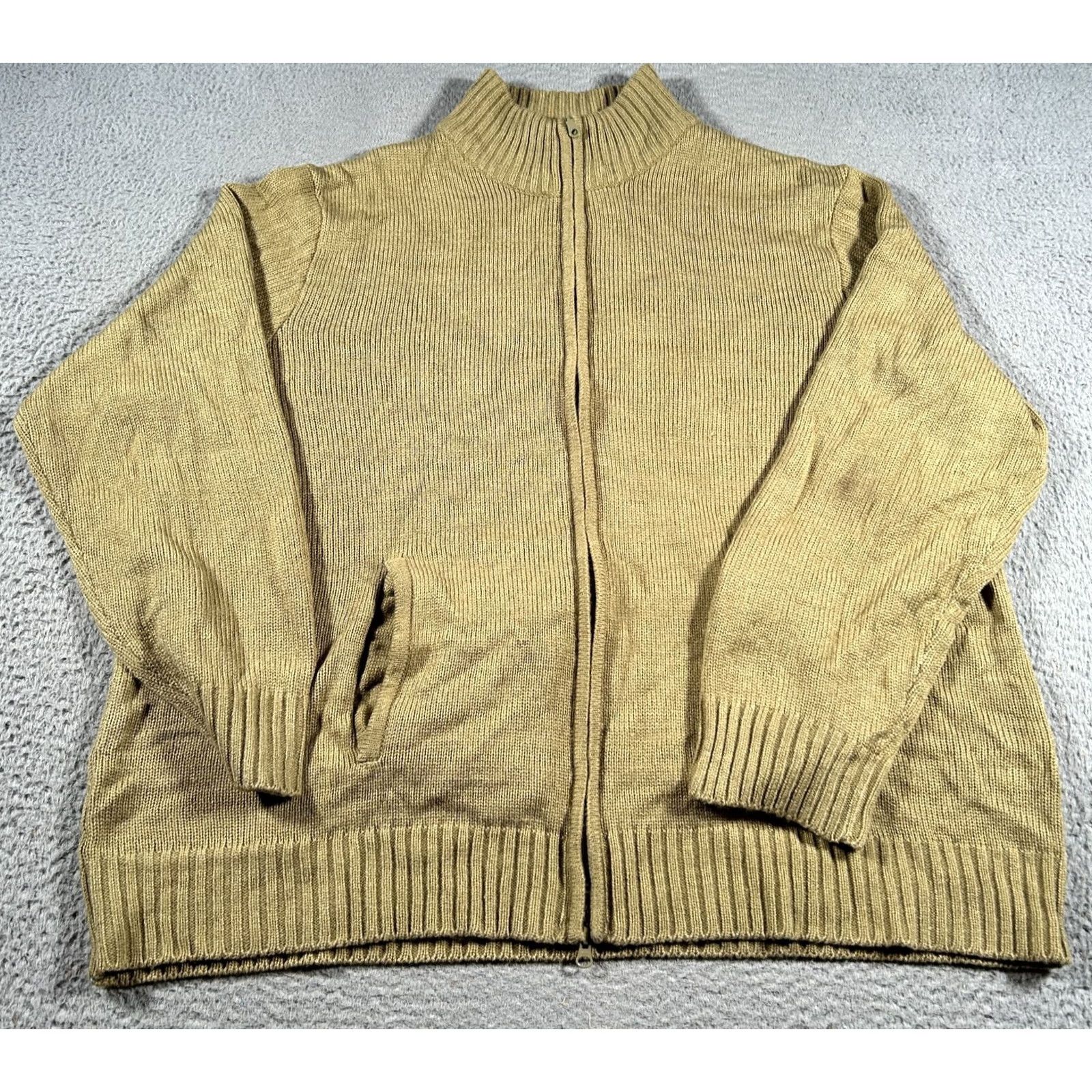Vintage King Size Jacket Men 3XLB Big Green Full Zip Knit Bomber Long Sleeve Size US XXL / EU 58 / 5 - 2 Thumbnail
