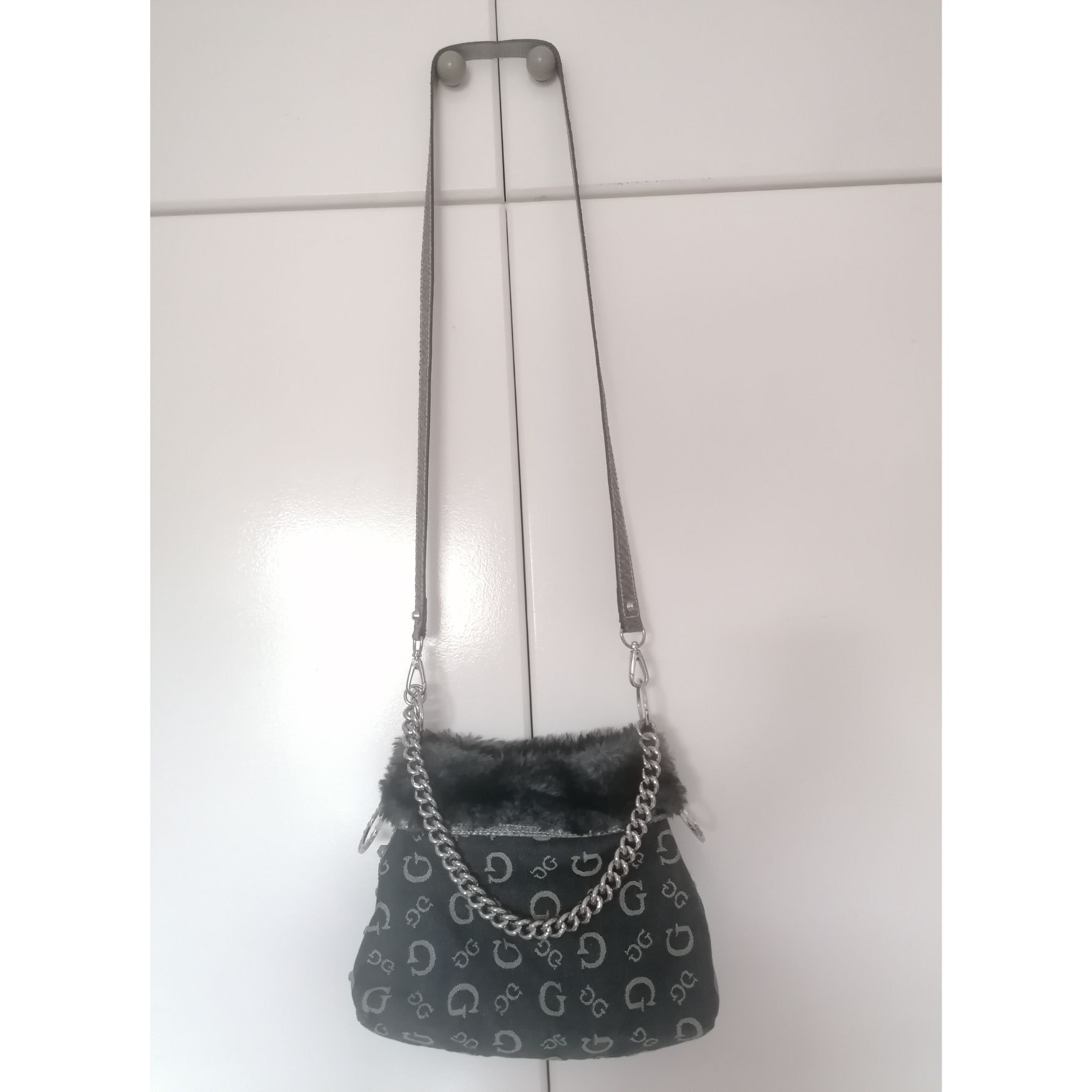 Guess Denim bag with faux fur and snakeskin pattern Size ONE SIZE - 5 Thumbnail
