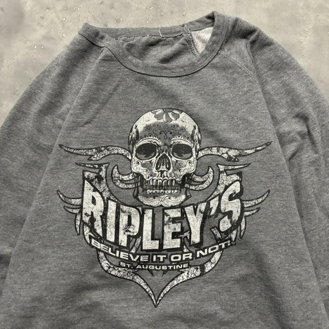 Japanese Brand × Vintage Crazy Vintage Y2K/2000s Grey Grunge Cyber Goth Skull Skater Longsleeve Sweatshirt! Size US L / EU 52-54 / 3 - 2 Thumbnail