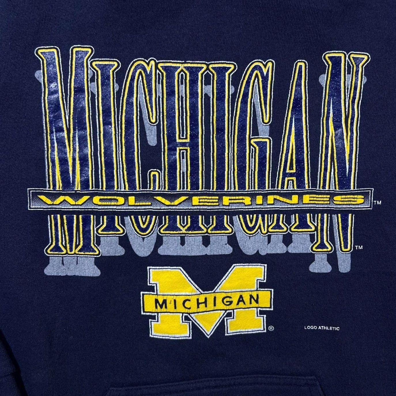 Logo 7 VINTAGE Logo 7 Michigan Wolverines College Graphic Navy Blue Hoodie Medium Mens Hoodie Size US M / EU 48-50 / 2 - 3 Thumbnail