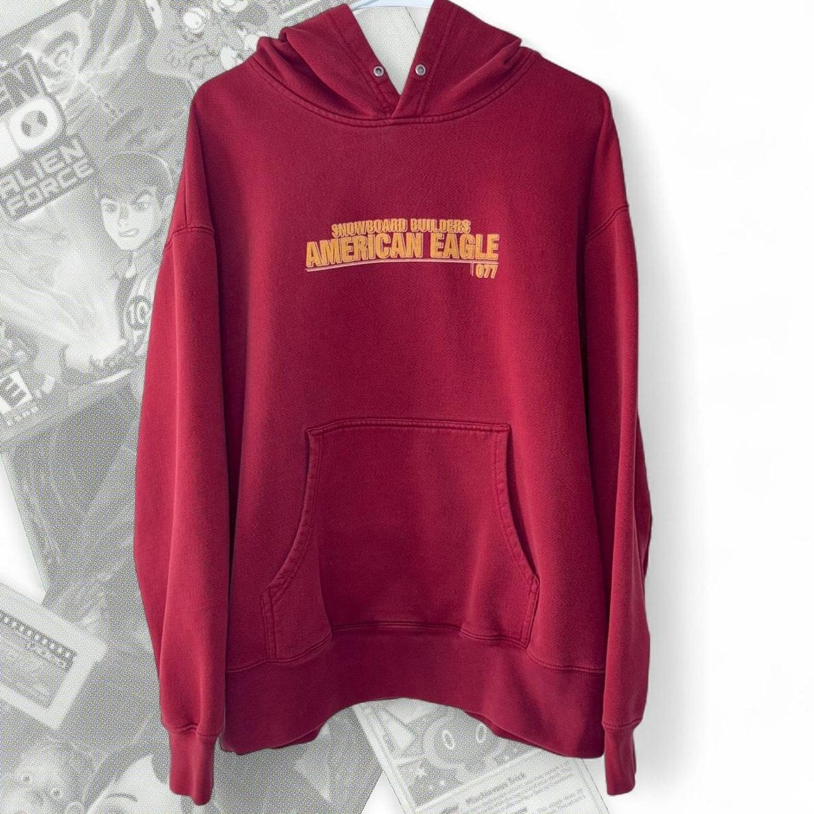 American Eagle Outfitters Red/Yellow Vintage Y2K Performance/American Eagle Hoodie Size US L / EU 52-54 / 3 - 3 Thumbnail