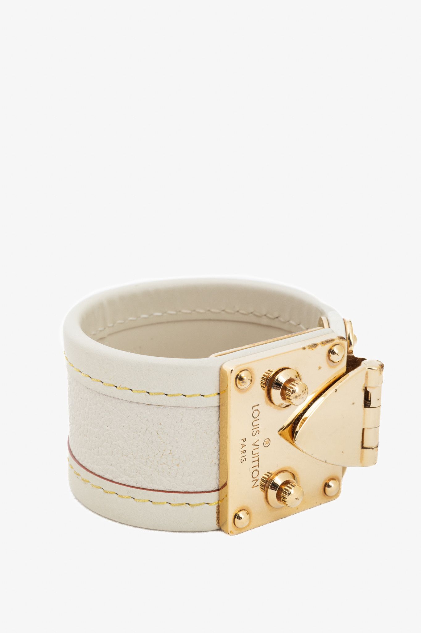 Louis Vuitton Louis Vuitton Suhali White Leather S-Lock Bracelet Size ONE SIZE - 1 Thumbnail