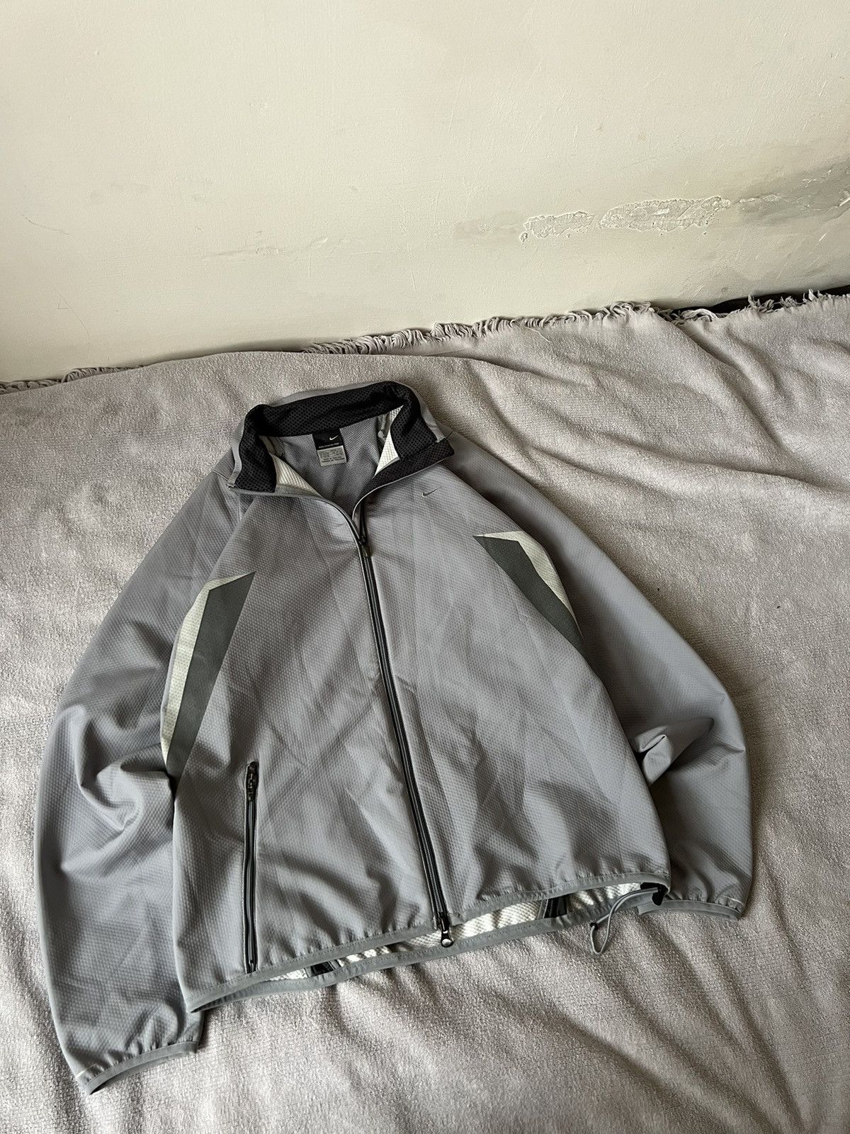 Nike × Vintage Nike vintage drill zip jacket grey y2k style mini swoosh Size US M / EU 48-50 / 2 - 3 Thumbnail