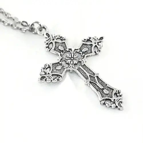 Jewelry Vintage Cross Pendant Necklace Gothic Grunge style chain Y2k Size ONE SIZE - 2 Thumbnail