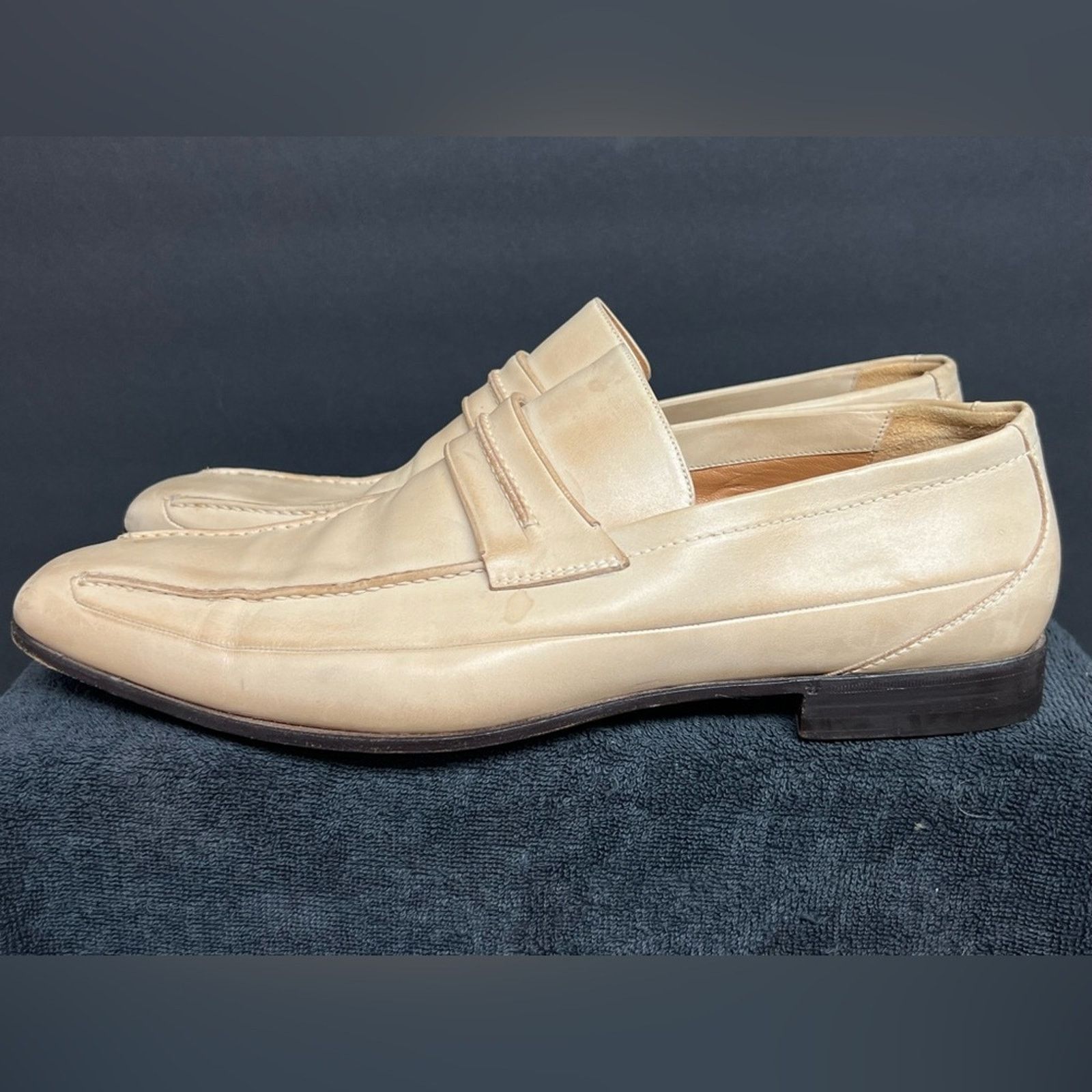 Gucci Beige Leather Shoes Loafers Men's Size 13