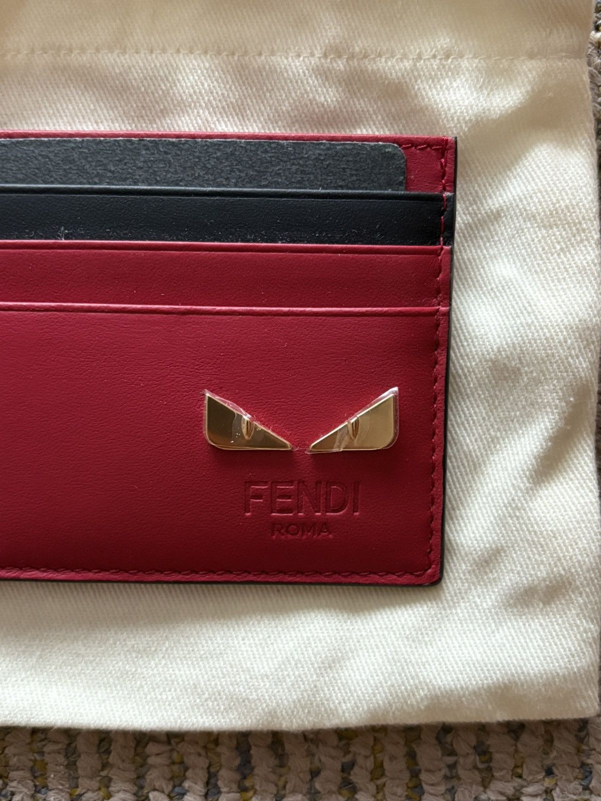 Fendi *RARE* Gold Monster Eye Red Leather Card Holder Size ONE SIZE - 4 Thumbnail