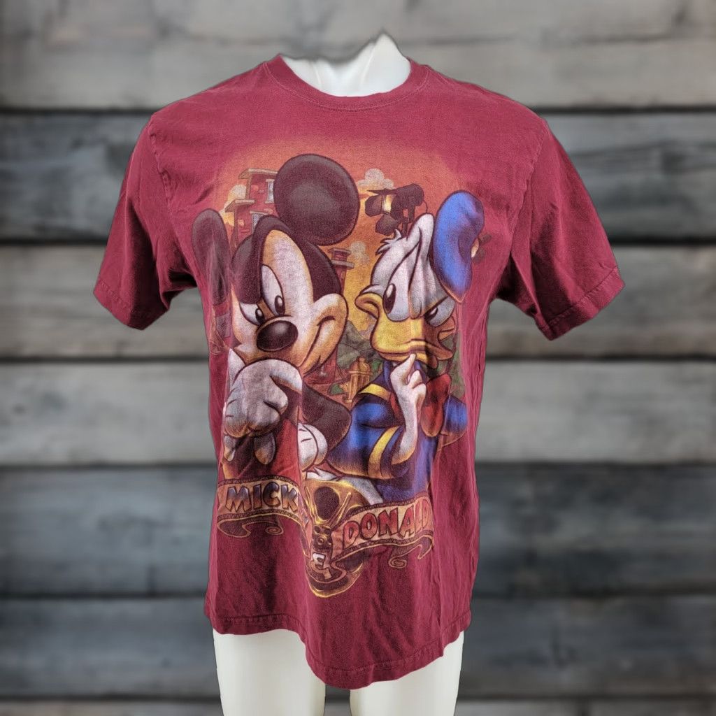 Disney Disney Studio Collection T-Shirt Mickey & Donald Short Sleeve Maroon L Men's Shirt Size US L / EU 52-54 / 3 - 1 Thumbnail