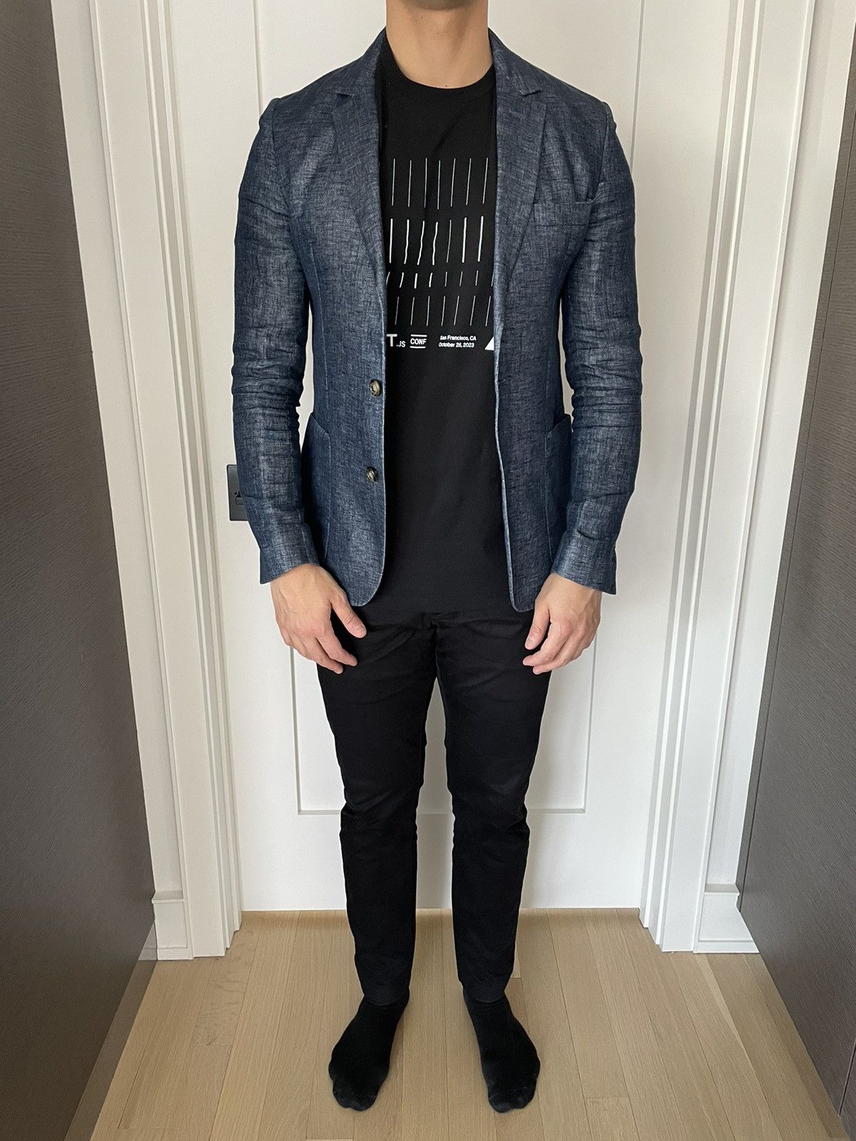 Blue linen blazer