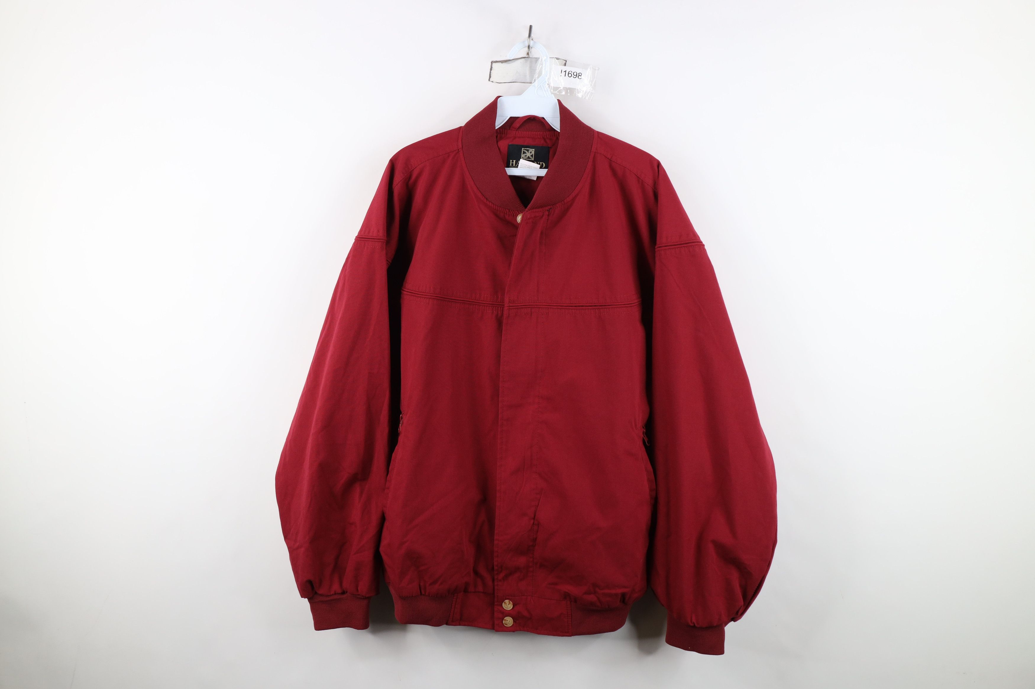 Vintage Vintage 90s Streetwear Blank Full Zip Bomber Jacket Red Size US M / EU 48-50 / 2 - 1 Thumbnail