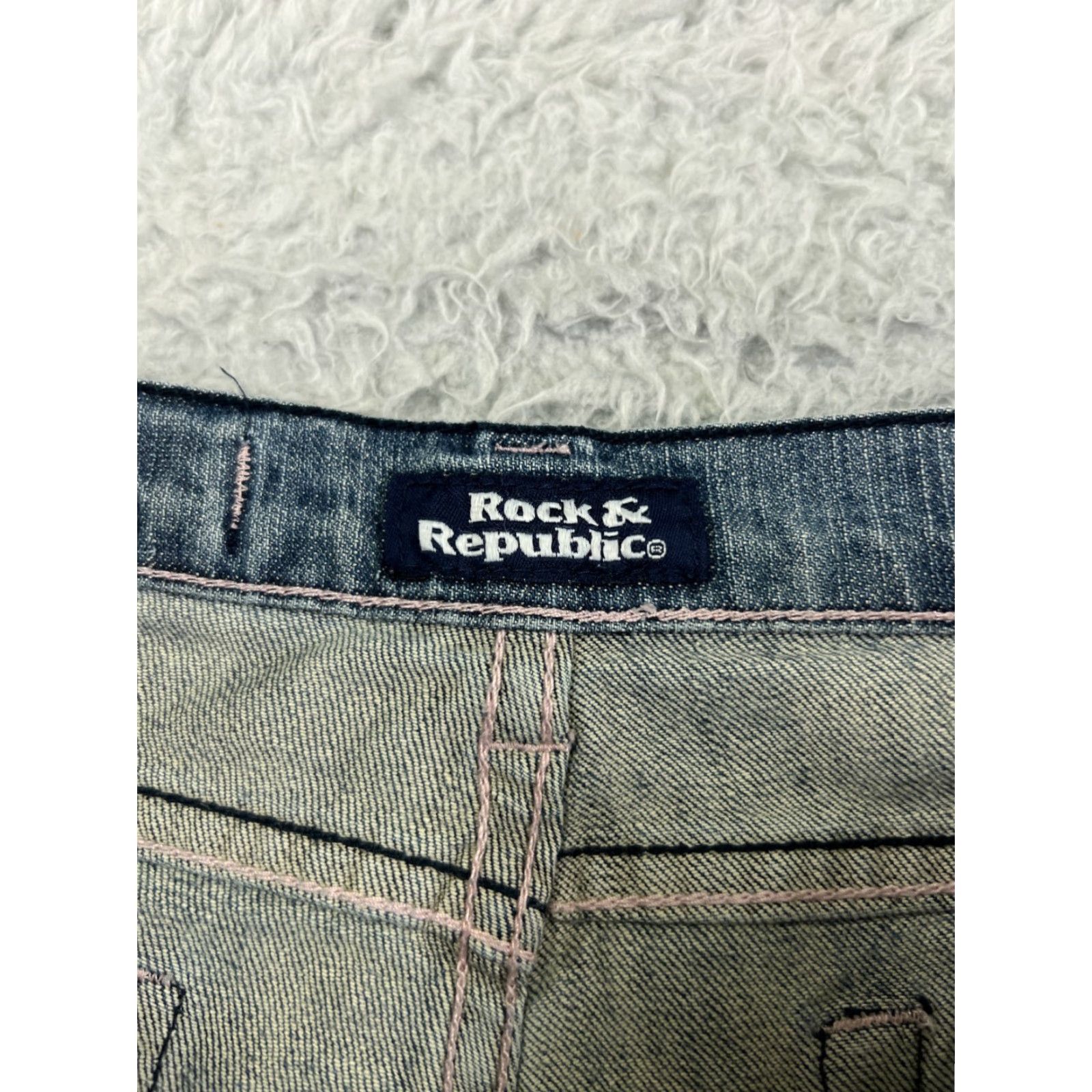 Vintage Vintage Rock & Republic Blue Skinny Denim Jeans Womens 29 Mid Rise Slim Stretch Stretching Size 29" - 6 Thumbnail