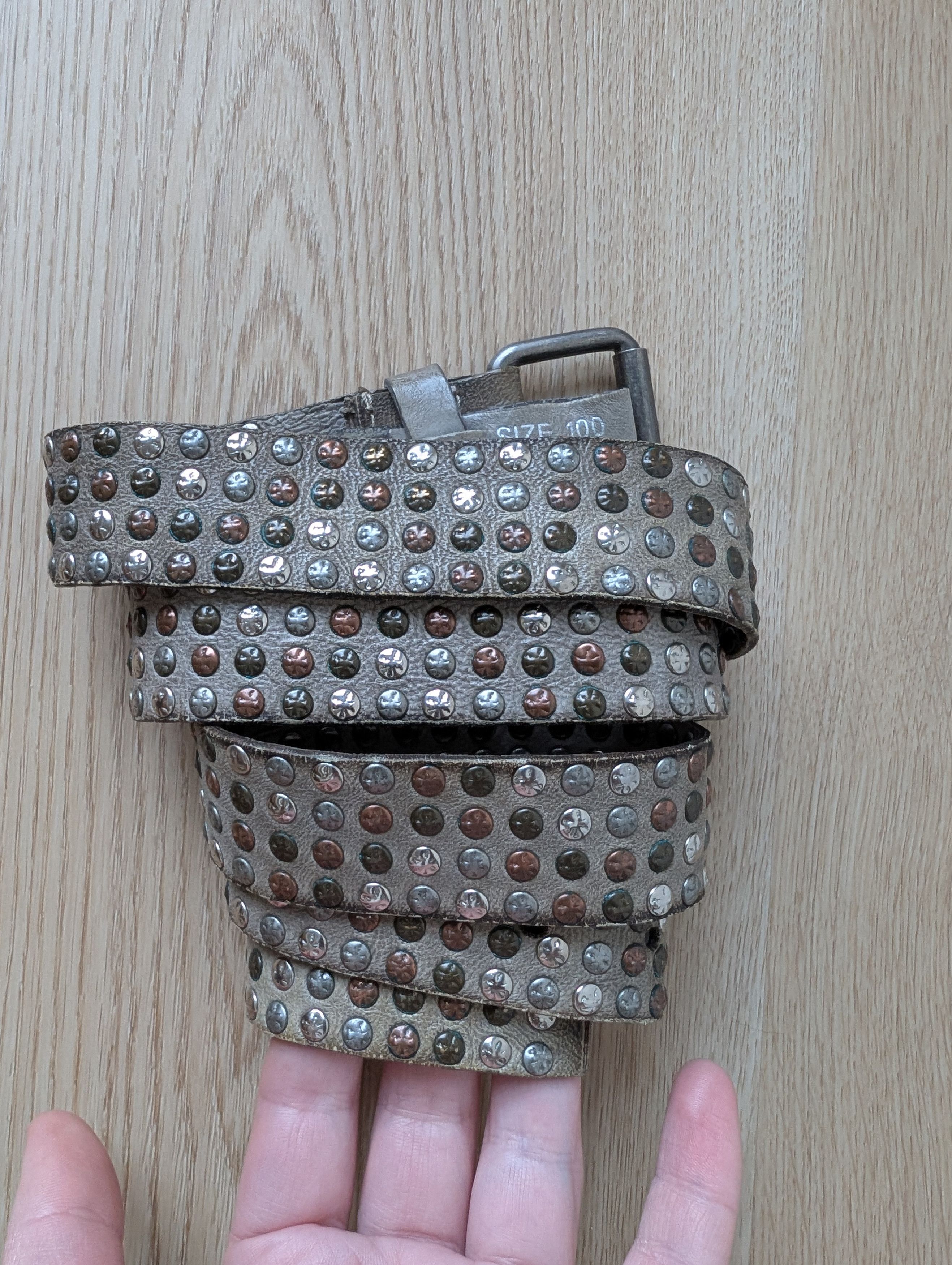 A.S.98 A.S. 98 GOSSE Leather Belt Timeless Rockstar Mettal Rivets Size ONE SIZE - 12 Thumbnail