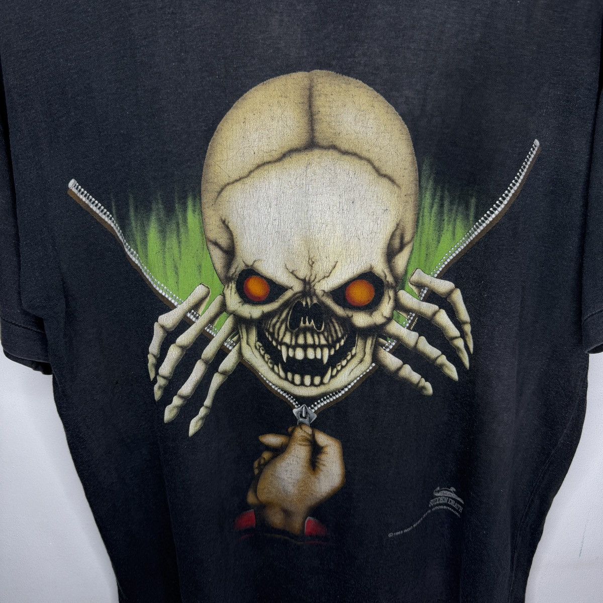 Band Tees Vintage Sudden Death 1993 Tshirt Tee Single Stitch 90s Skull Size US M / EU 48-50 / 2 - 7 Thumbnail