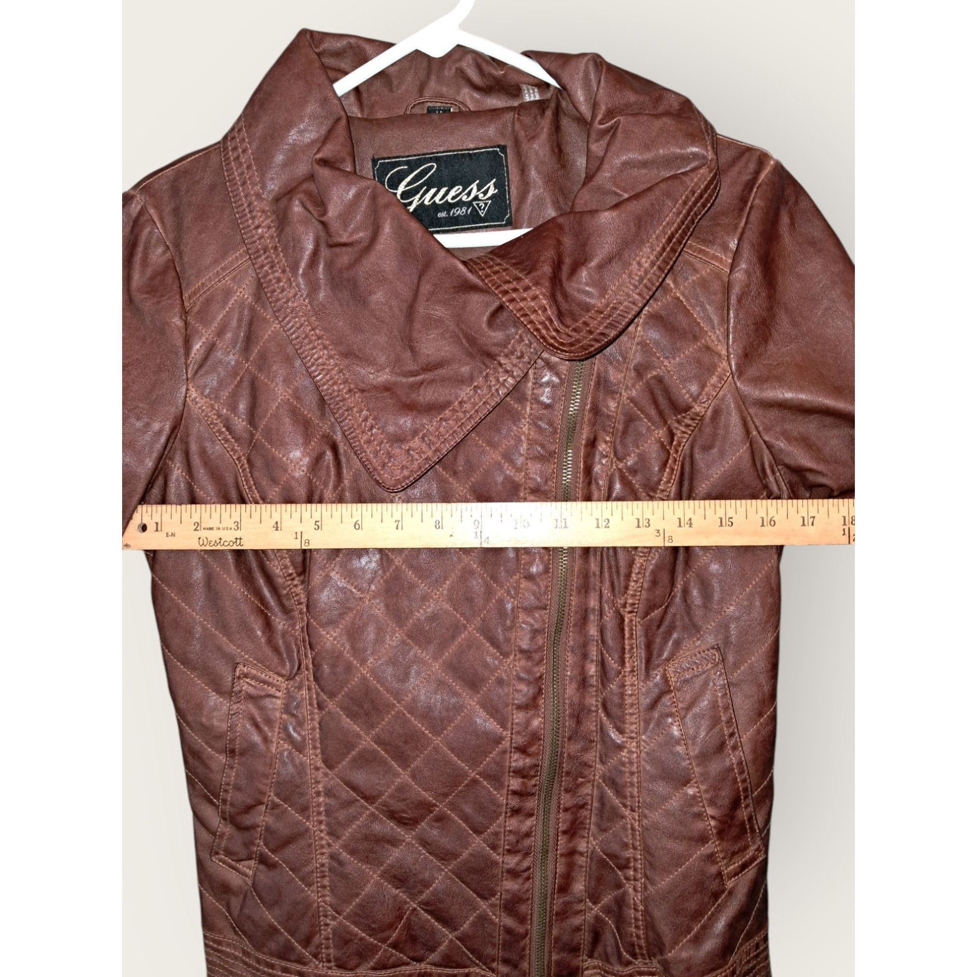 Guess Guess Women's Deep Brown Faux Leather Jacket Size Medium Size M / US 6-8 / IT 42-44 - 12 Thumbnail