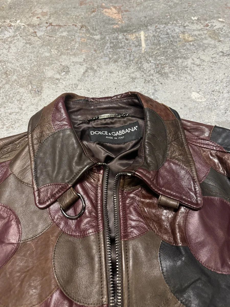 Dolce & Gabbana AW2008 Dolce & Gabbana Patchwork Circle Burgundy Leather Jacket Size US S / EU 44-46 / 1 - 14 Thumbnail