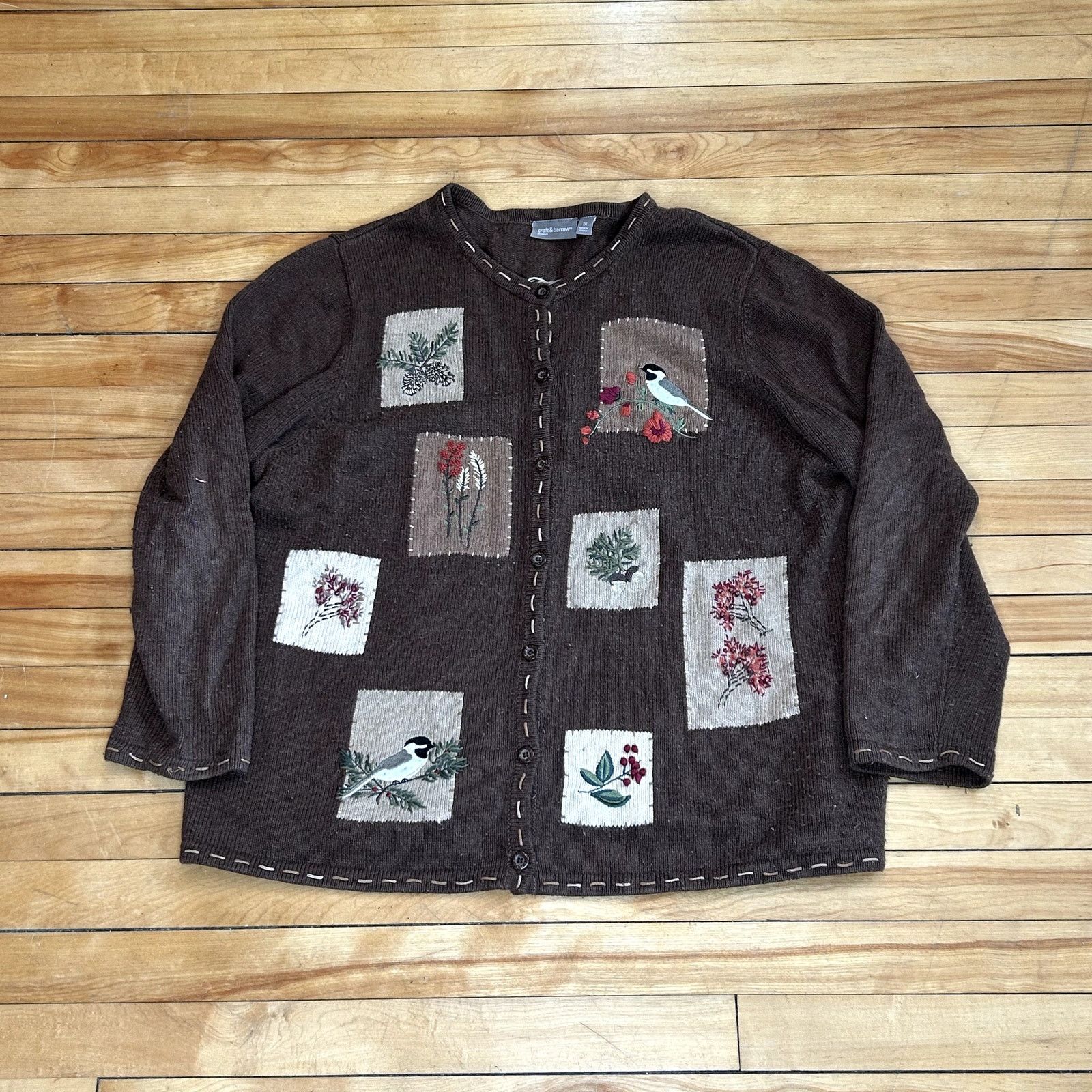 Croft & Barrow Y2K Femme Brown Spring Button Up Sweater 1X Size XL / US 12-14 / IT 48-50 - 1 Thumbnail