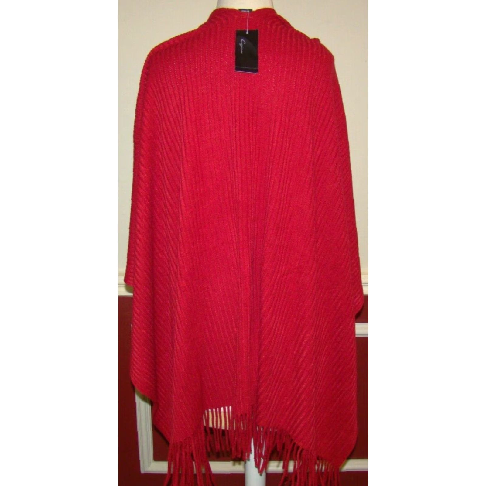 Vintage Cejon Scarf Red Rectangle Wrap Plaid Fringe NWT Women Winter Fall Spring Neck Warmer Knit Acrylic Rectangle Scarf Wrap Size ONE SIZE - 2 Thumbnail