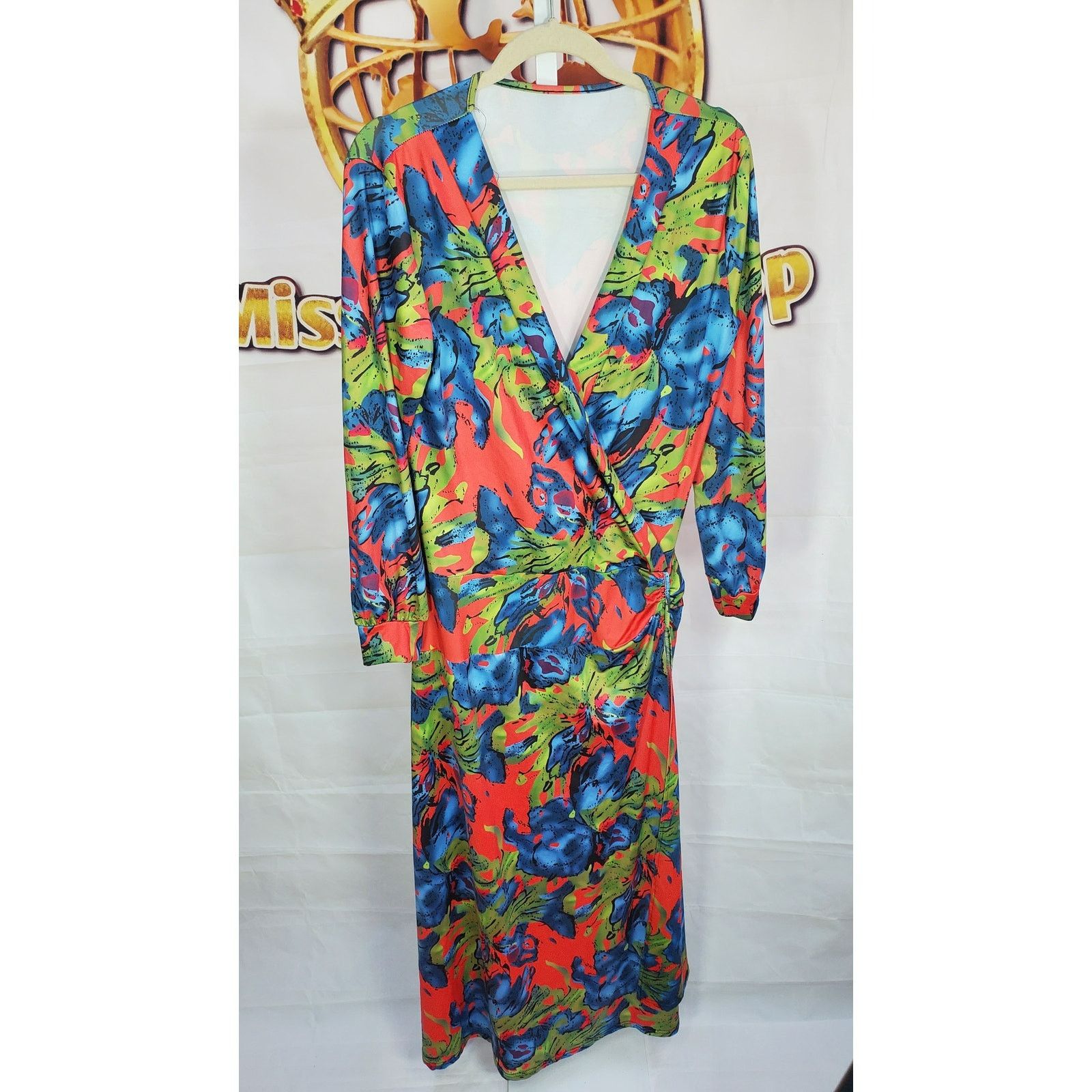 Other Neon Tropical Floral Wrap Cover Up Dress Large Size L / US 10 / IT 46 - 1 Thumbnail