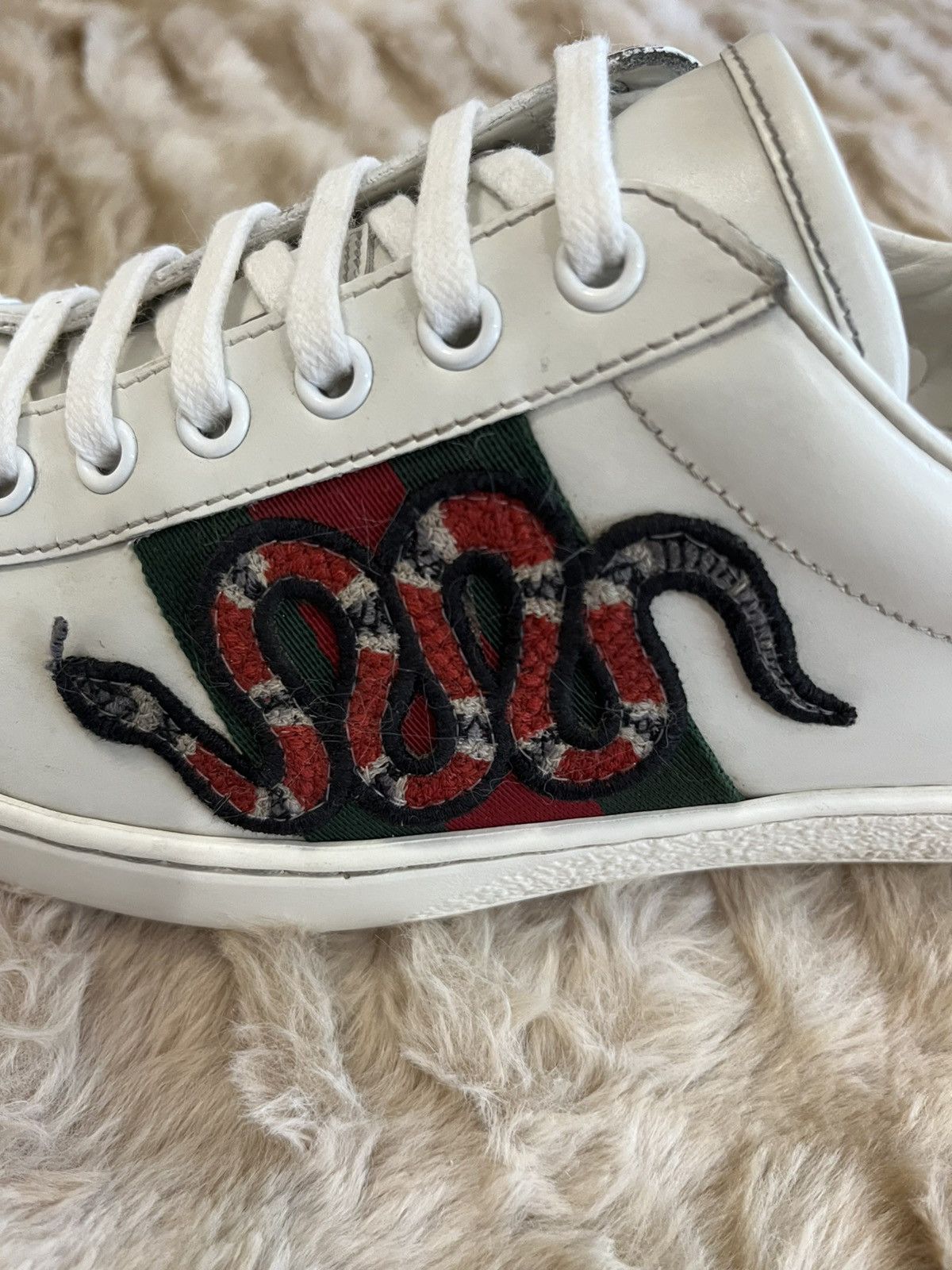 Gucci Gucci Ace Embroidered Snake Sneakers Size US 5.5 / EU 38 - 2 Thumbnail