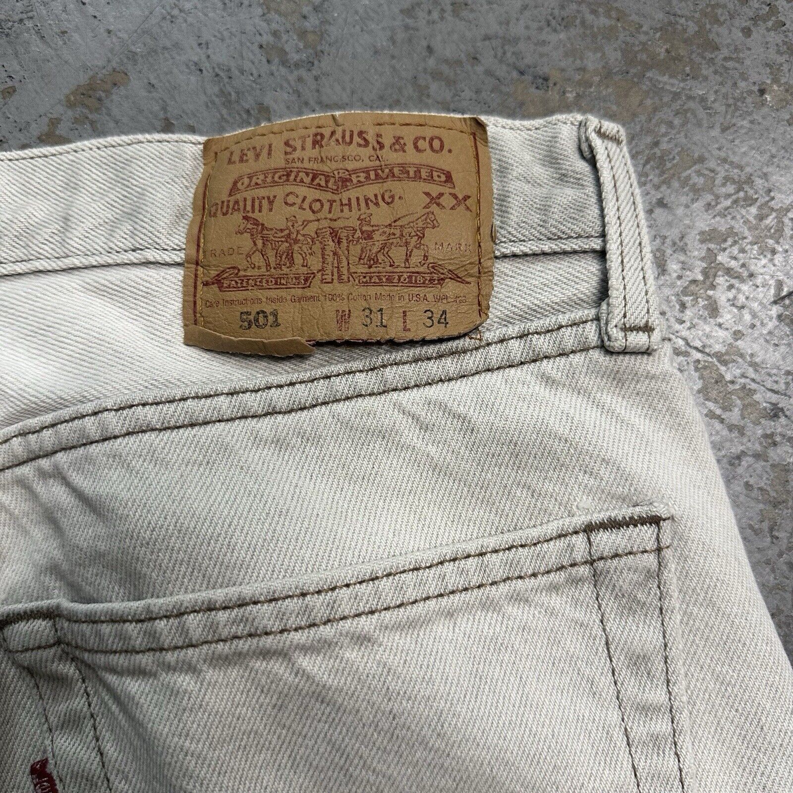 Levi's × Vintage Vintage 90s Levi’s 501 Grey Denim Jeans 31x34 Made In USA Size US 31 - 7 Thumbnail