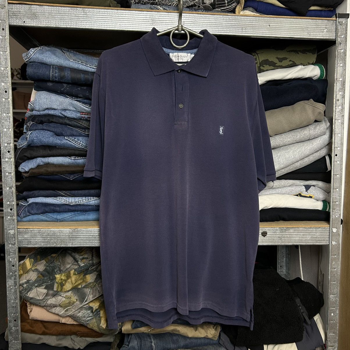 Yves Saint Laurent Luxury Yves Saint Laurent small logo faded distressed polo Size US L / EU 52-54 / 3 - 1 Thumbnail