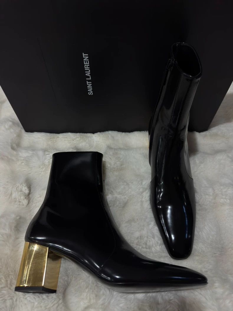 Saint Laurent Paris Saint Laurent 23 Runway Black Gold Boots - dmc Size US 8 / EU 41 - 1 Thumbnail