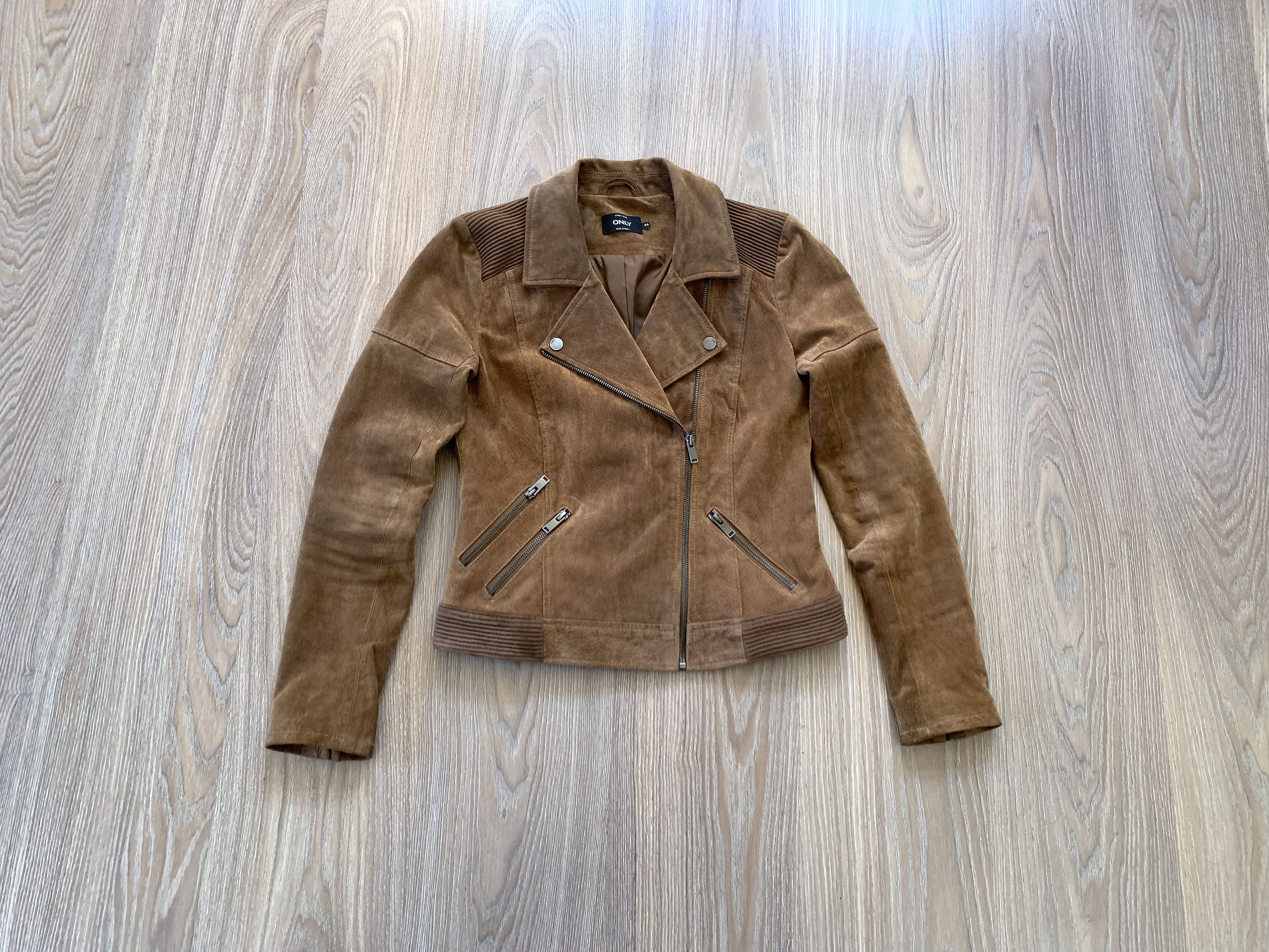 Other Only Suede Brown Leather Biker Jacket Size S / US 4 / IT 40 - 11 Thumbnail