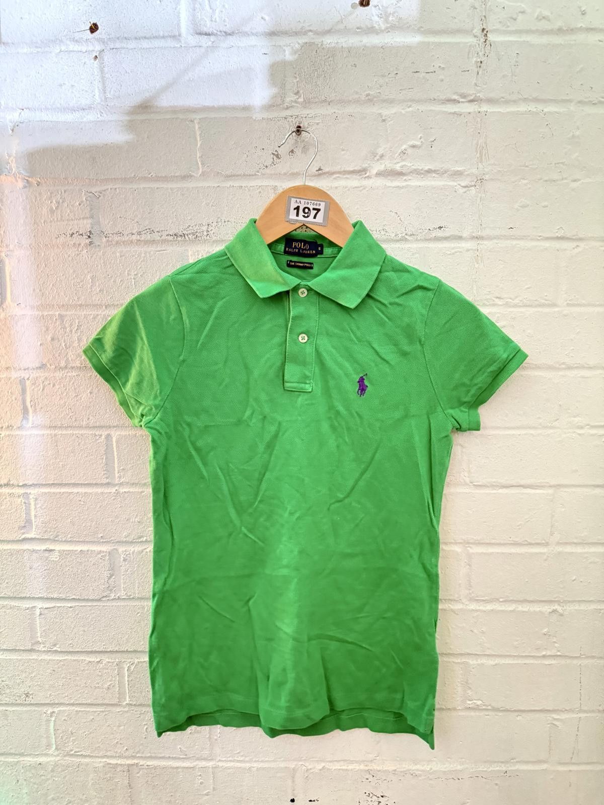 Polo Ralph Lauren Green Polo Ralph Lauren Skinny Polo Shirt - Women's Small Size S / US 4 / IT 40 - 1 Thumbnail
