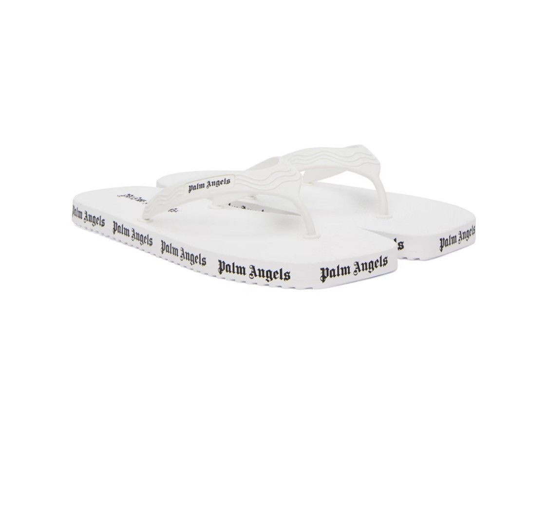image of Palm Angels White Logo Flip Flop Size 40 Shoes, Women's