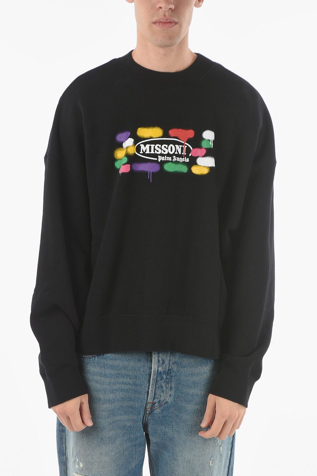 image of Palm Angels Og1Mm1223 Sweatshirt In Black, Men's (Size 2XS)