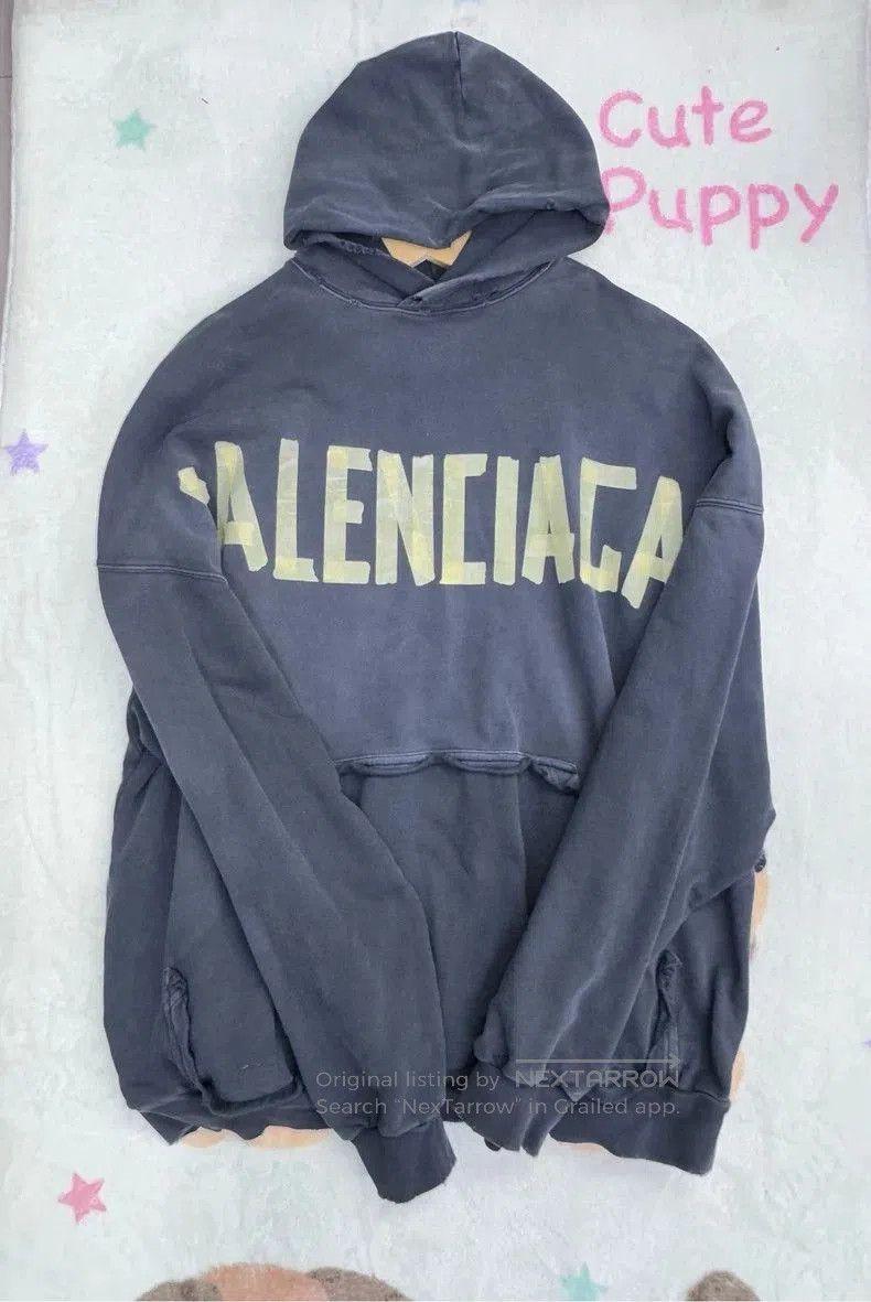 Balenciaga Balenciaga Logo Oversized Ripped Hoodie. Size US M / EU 48-50 / 2 - 2 Thumbnail