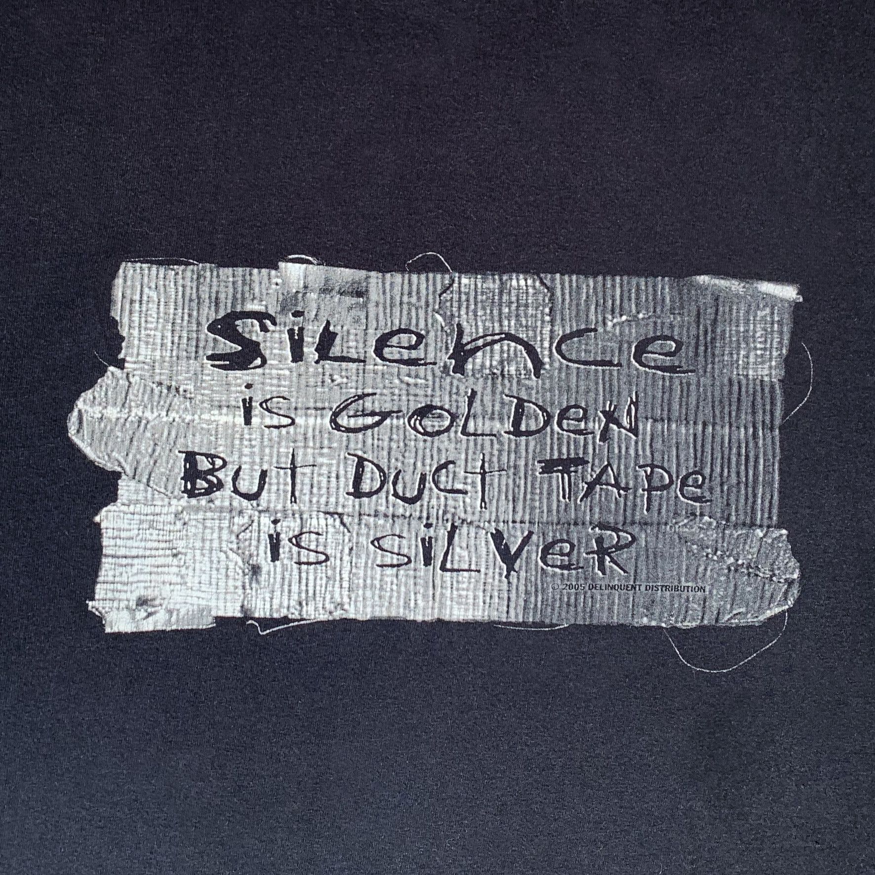 Fruit Of The Loom 2005 DELINQUENT DISTRIBUTION t shirt Silence Duct Tape Y2K Size US L / EU 52-54 / 3 - 4 Thumbnail