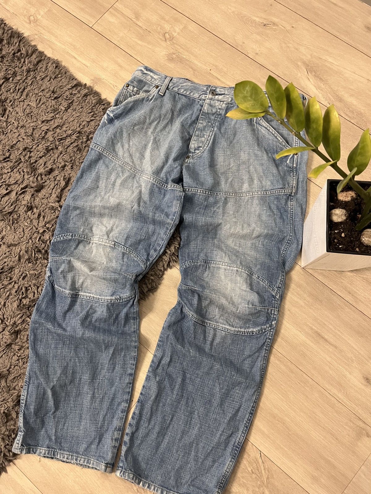 G-Star 🔥00'S G STAR DOUBLE KNEE WASHED RAW BAGGY FLARED JEANS Size US 36 / EU 52 - 6 Thumbnail