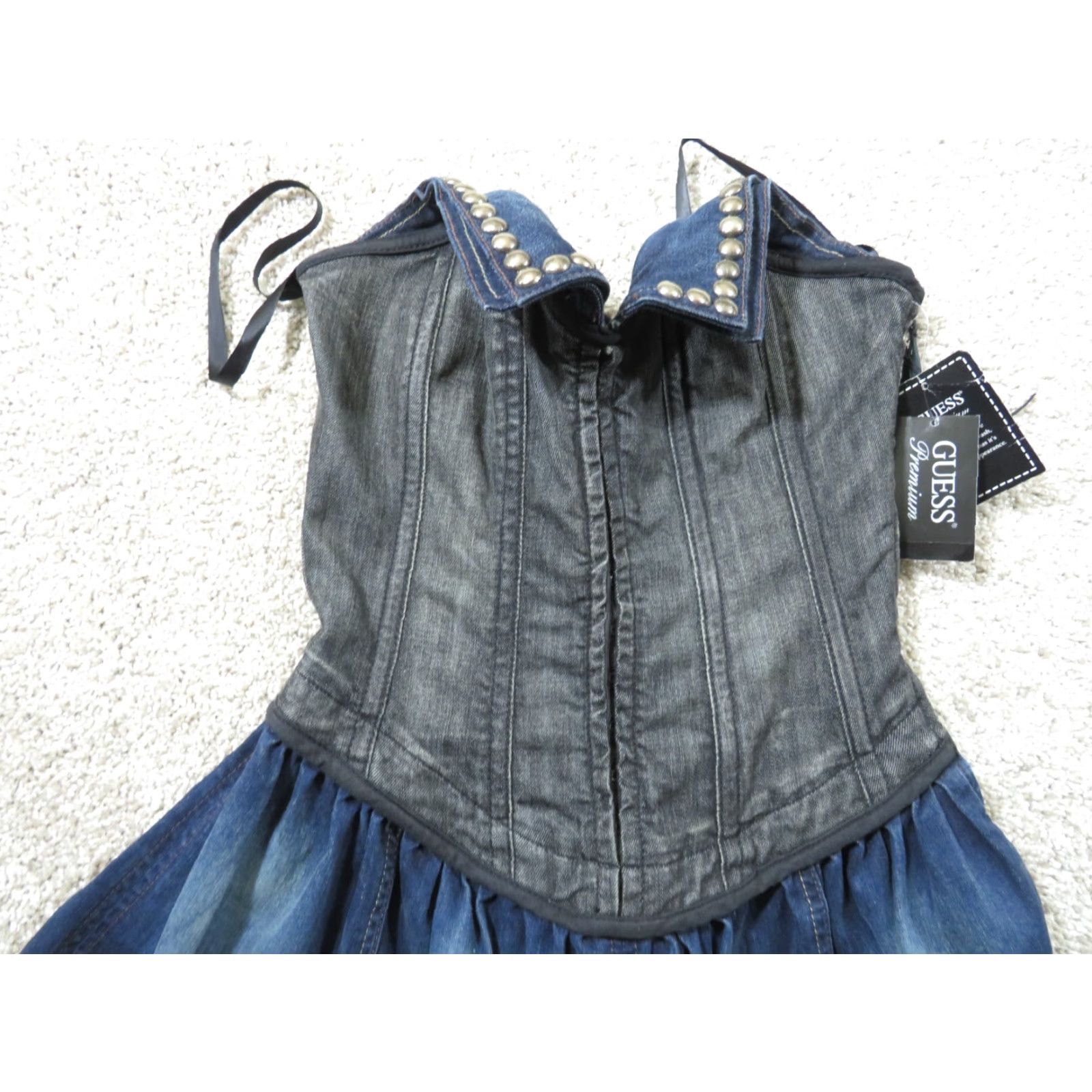 Guess VINTAGE GUESS Denim Studded Corset Bustier Top NWT 2000s Y2K Blue Denim Sleeveless Cropped Tank Regular Women Size M / US 6-8 / IT 42-44 - 3 Thumbnail