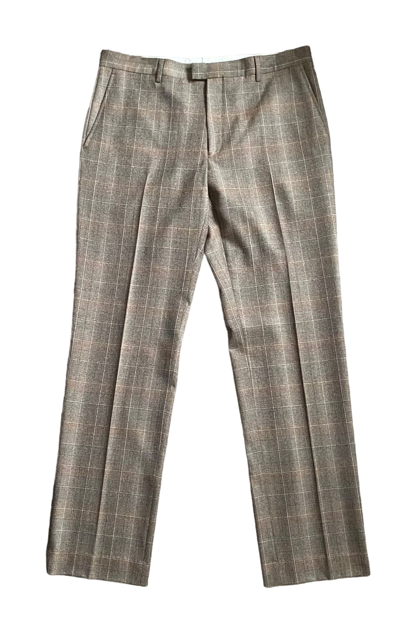 image of Italian Designers x Salvatore Ferragamo Ferragamo Checkered Wool Trousers in Brown, Men's (Size 52S