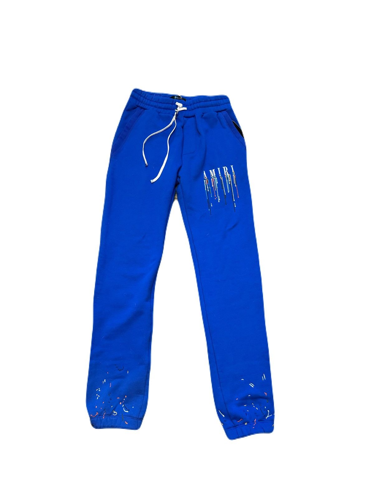 image of Amiri Paint Drip Core Logo Pants in Blue, Men's (Size 30)