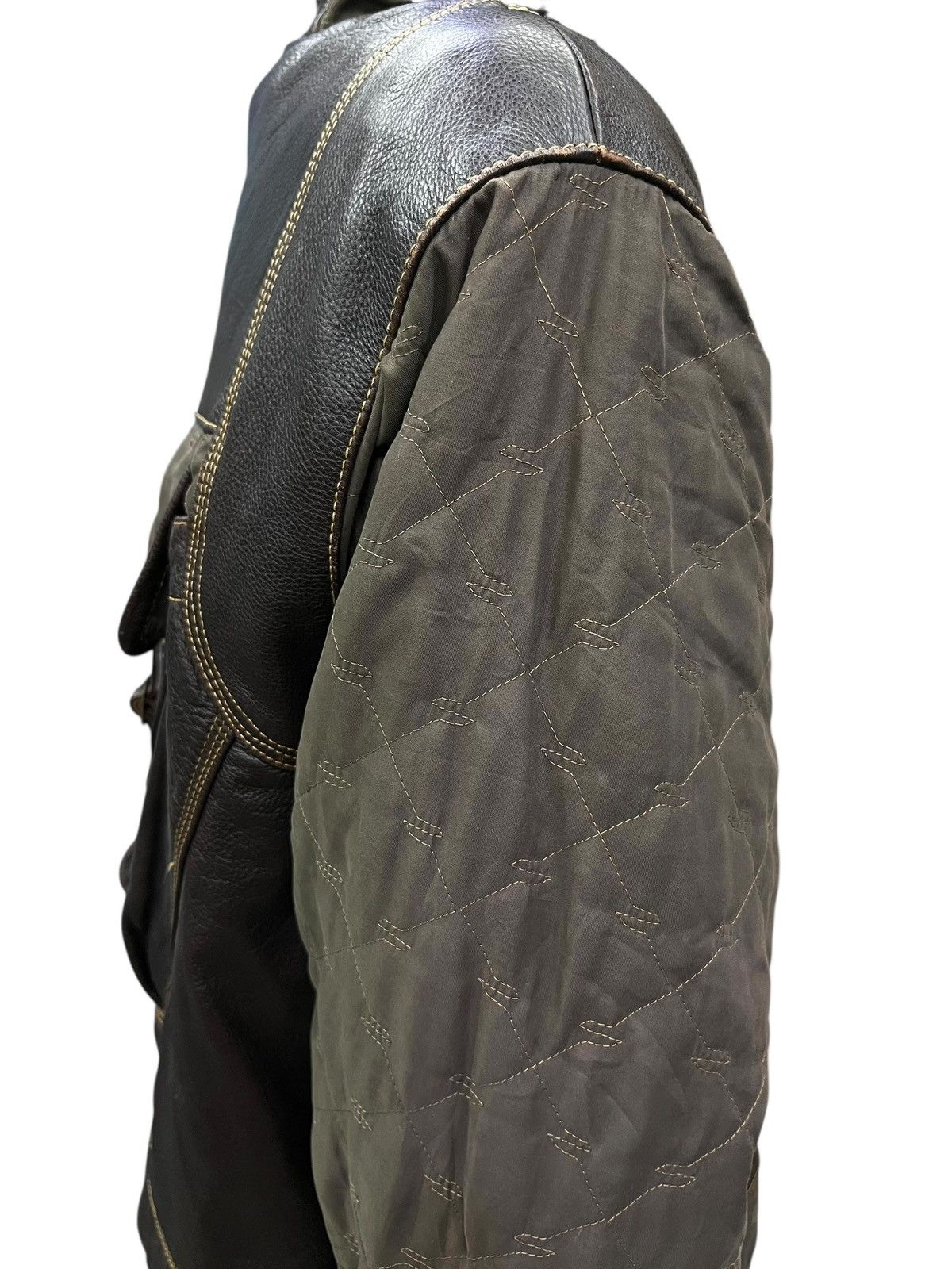 Vintage VIANUOVA Insane Rare Hybrid Leather Kangaroo Pocket Jacket Size US M / EU 48-50 / 2 - 7 Thumbnail