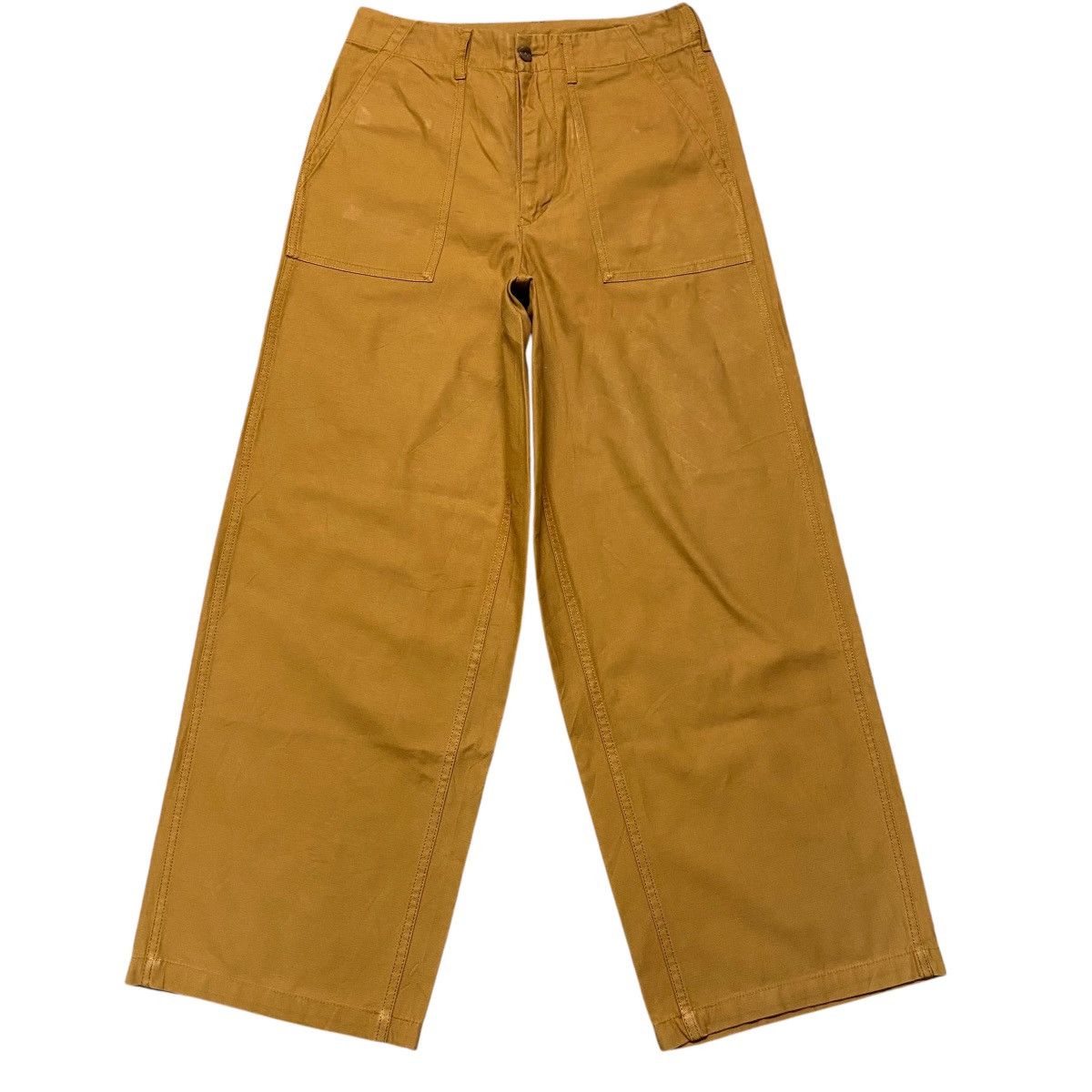 Japanese Brand COEN Mustard Sateen Fatigue Baggy Pants Size US 29 - 2 Thumbnail