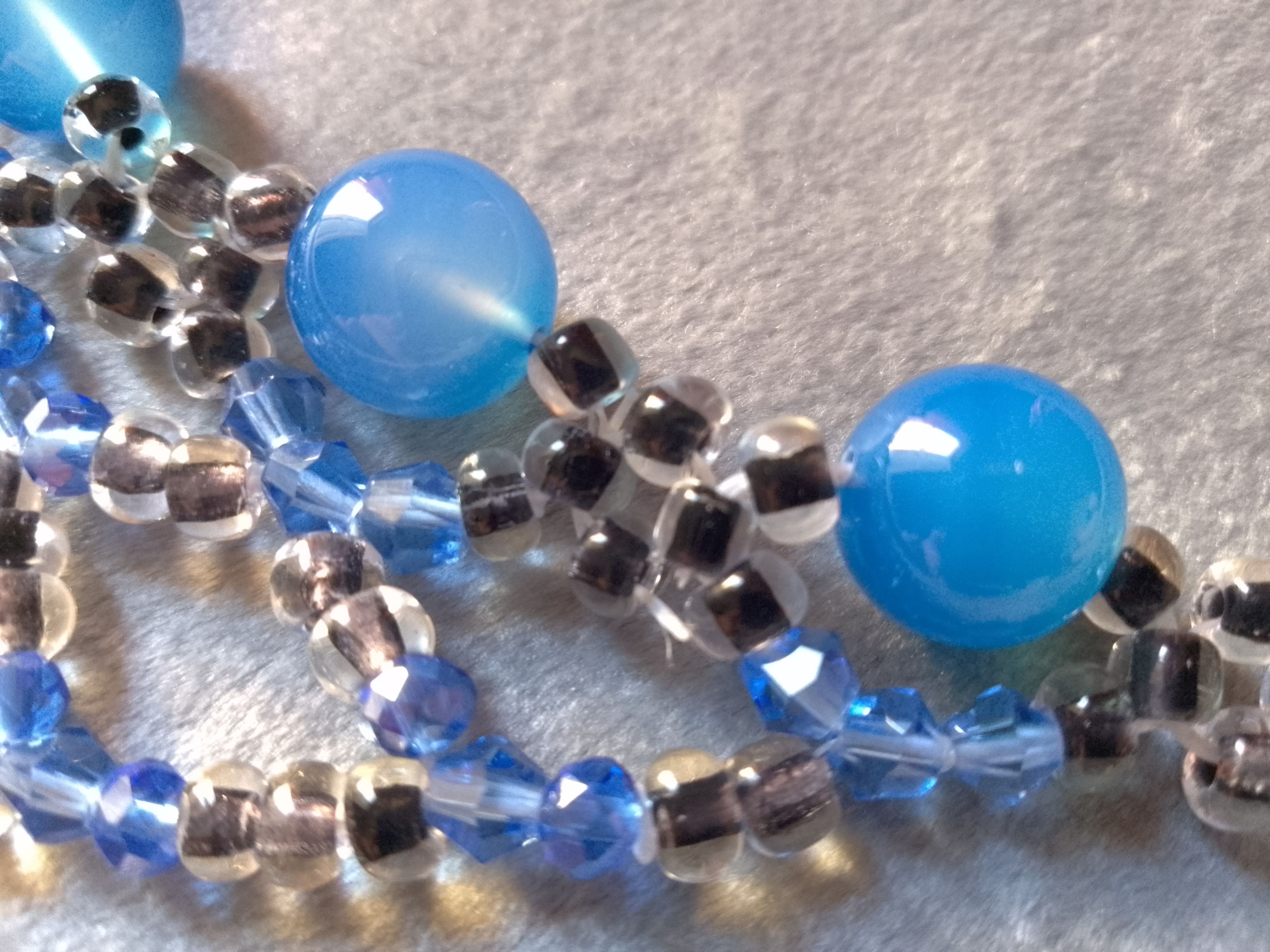 Handmade Black Necklace. Netted Glamour blue Agate Gemstones Size ONE SIZE - 6 Thumbnail