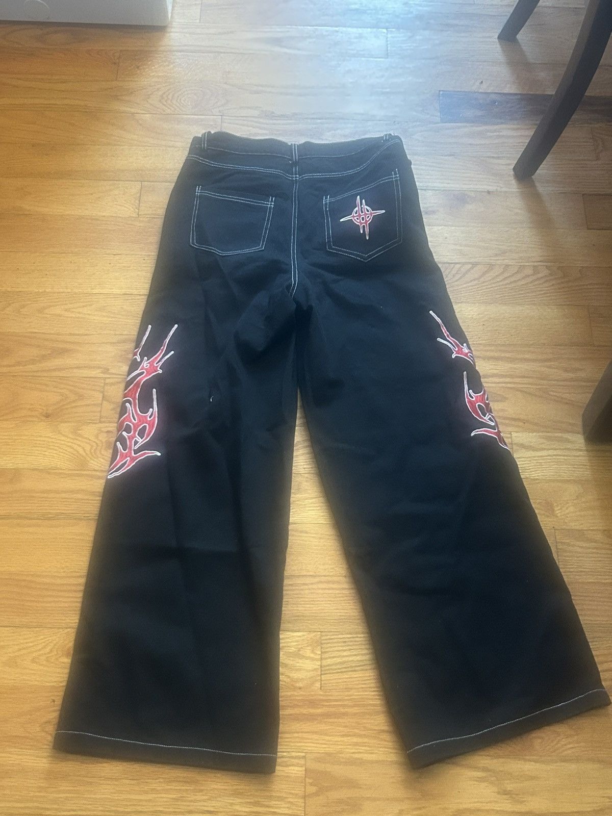 Other Embroidered Totem Wide Leg Jeans Size US 32 / EU 48 - 3 Thumbnail