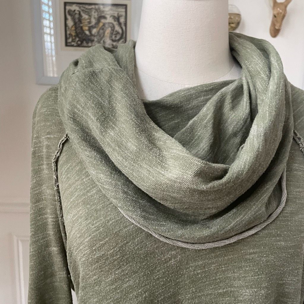 Free People Free People Beach Moss Green Cowl Neck Tunic OSFM Size ONE SIZE - 3 Thumbnail