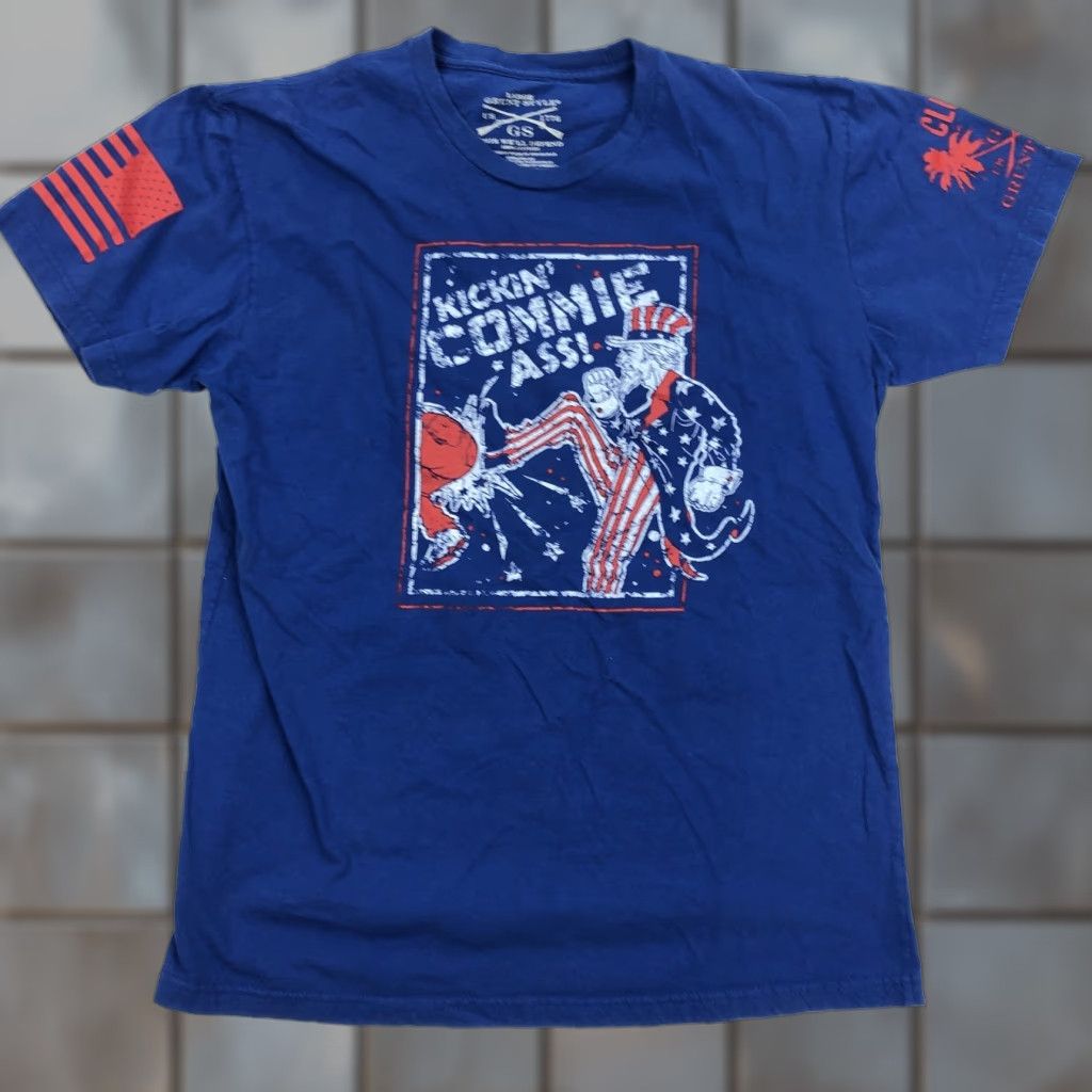 Vintage Grunt Style T-Shirt Loose? No — Grunt Style Men's L Kickin' Commie Ass Uncle Sam Graphic Tee Blue Cotton USA Patriotic Shirt Mens Size US L / EU 52-54 / 3 - 1 Thumbnail