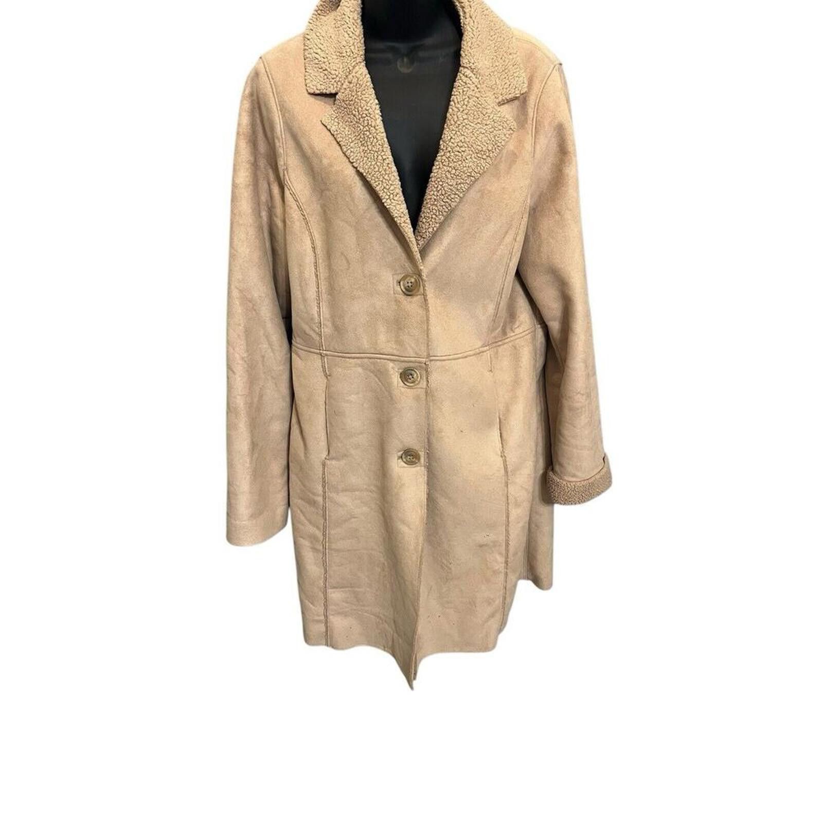 Unknown London Cozy Beige Faux Shearling Long Coat for Women Size M / US 6-8 / IT 42-44 - 3 Thumbnail