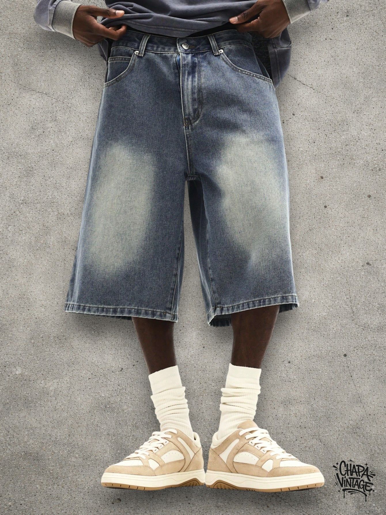 Vintage Wide washed jeans shorts Size US 32 / EU 48 - 2 Thumbnail