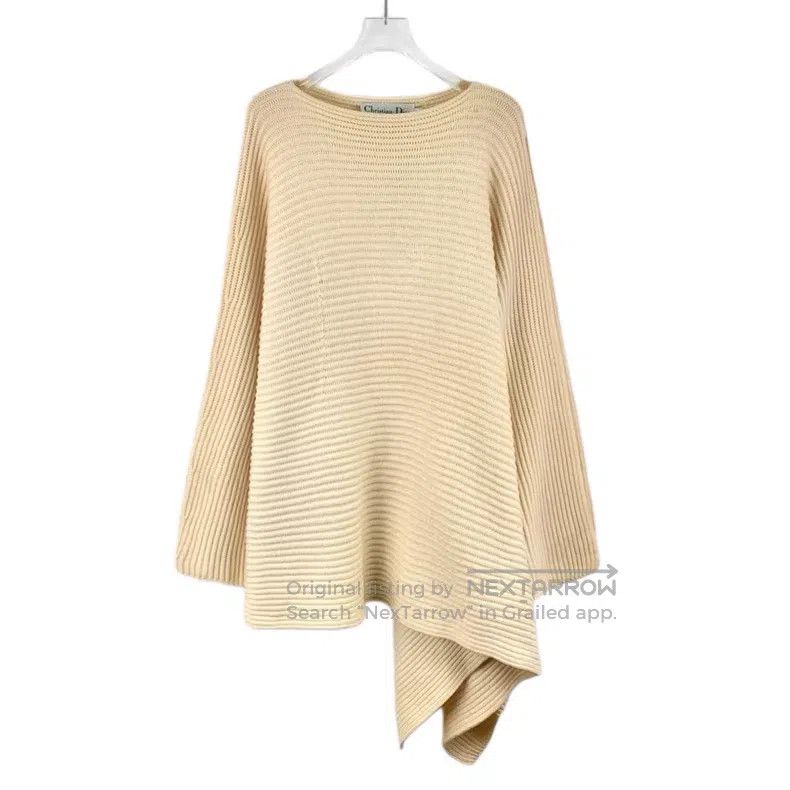 Dior Dior Beige cashmere irregular round-neck long-sleeved knit Size L / US 10 / IT 46 - 1 Thumbnail