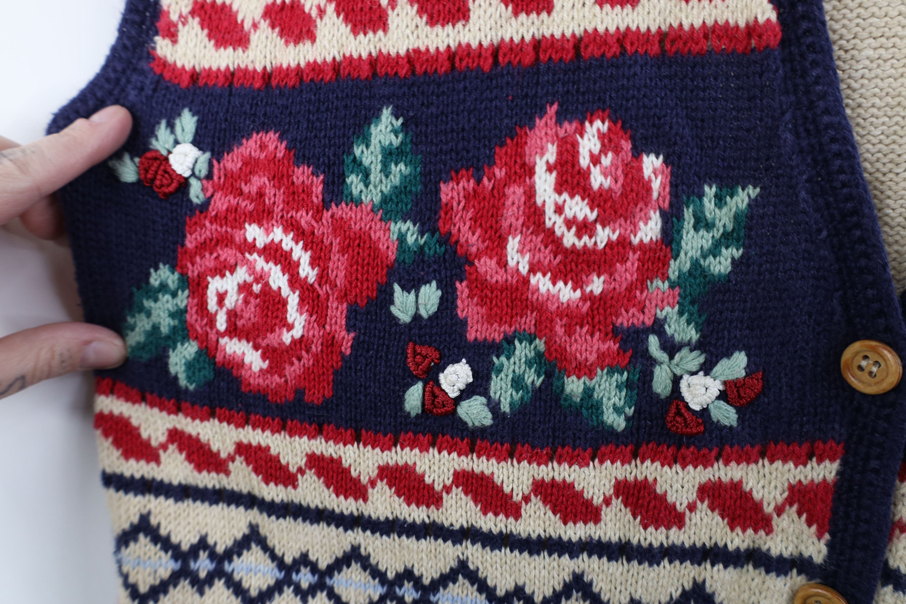 Vintage Vintage 90s Country Primitive Embroidered Sweater Vest Size L / US 10 / IT 46 - 5 Thumbnail