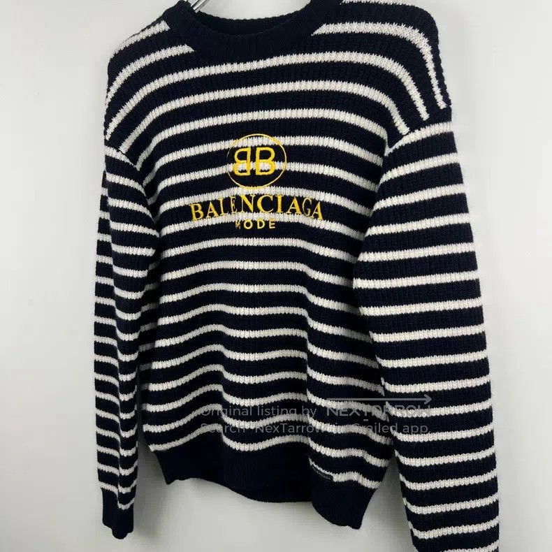 Balenciaga Balenciaga Chest Embroidered Logo Striped Sweater Size US L / EU 52-54 / 3 - 2 Thumbnail