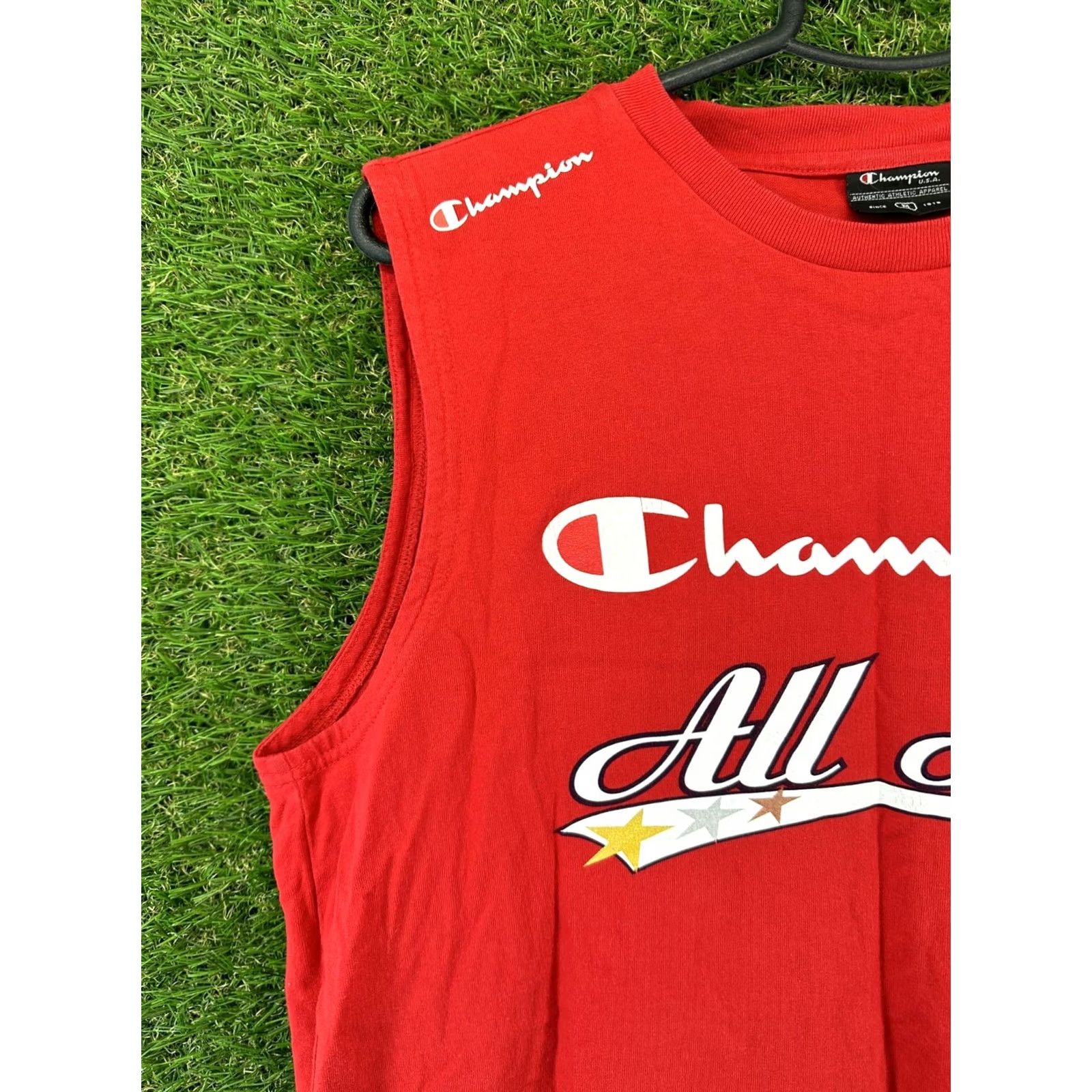 Champion Champion All Star Mens Tank Top T-Shirt Sleeveless Tee Jersey Trikot Size M Red Cotton Logo 100% Charted Regular Shirt Mens All Stars 90s Theme Size US M / EU 48-50 / 2 - 4 Thumbnail