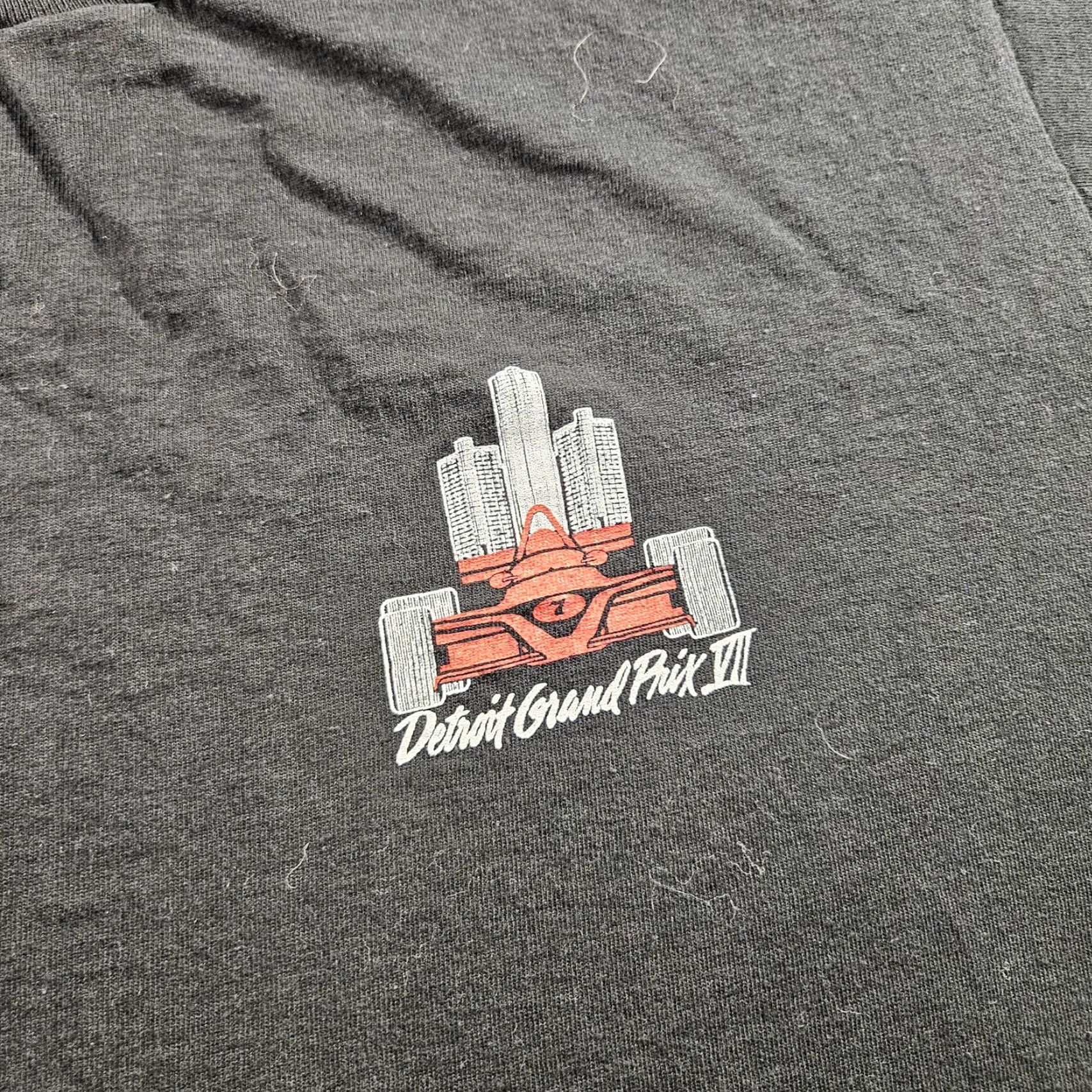 Fruit Of The Loom VINTAGE Detroit Grand Prix 1988 Shirt Mens XL Black Racing Cars Event Graphic Print Crew Neck Short Sleeve Cotton Made in USA 80s Size US XL / EU 56 / 4 - 2 Thumbnail