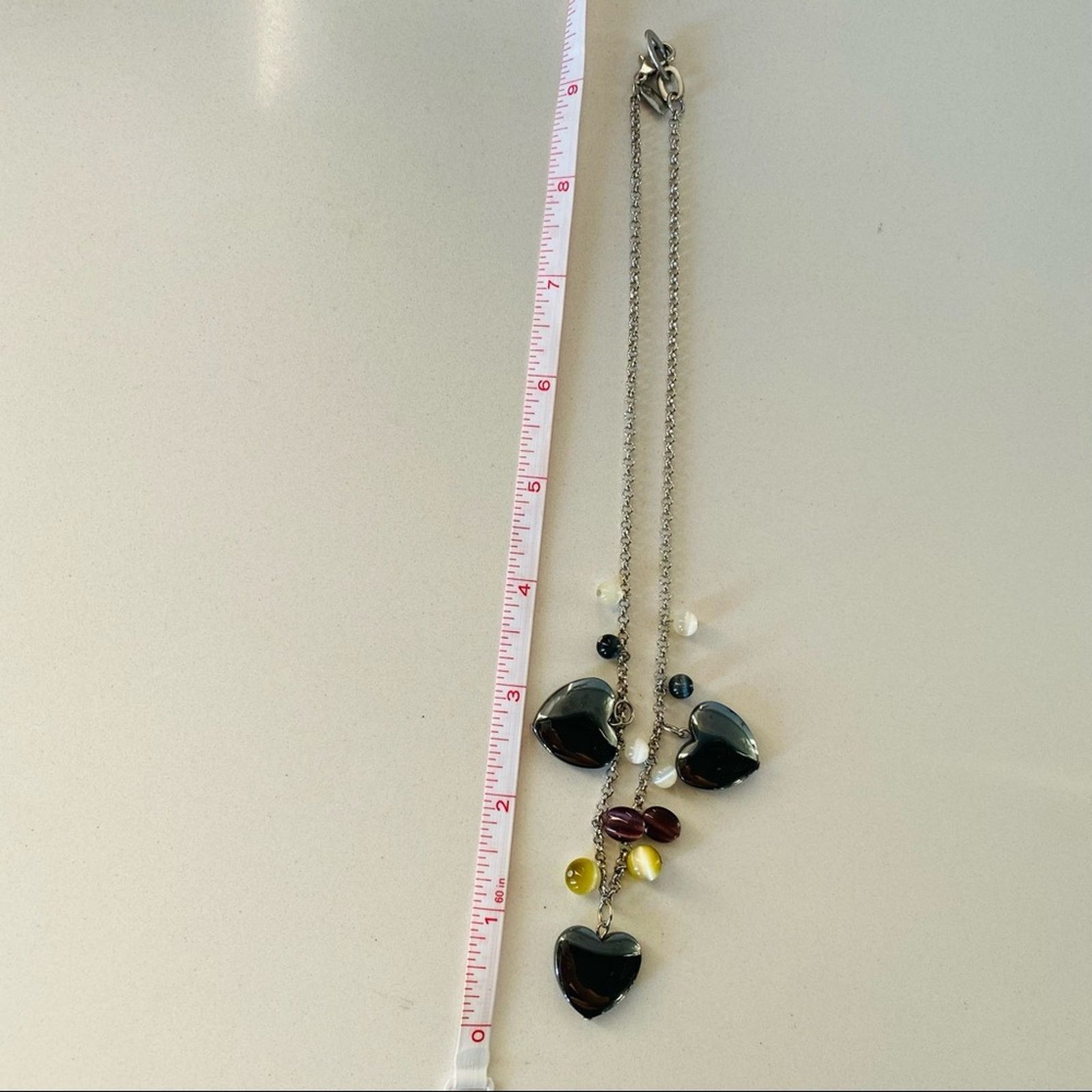 Vintage NORDSTROM VINTAGE Silver Layer Heart Bead Necklace Jewelry Size ONE SIZE - 4 Thumbnail