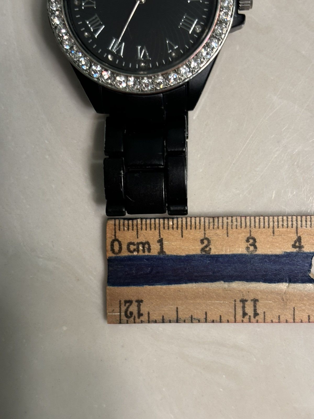 Japanese Brand Black Watch 38 mm Crystal Rhinestone Bezel Spiral Dial Ice Size 38 - 7 Thumbnail